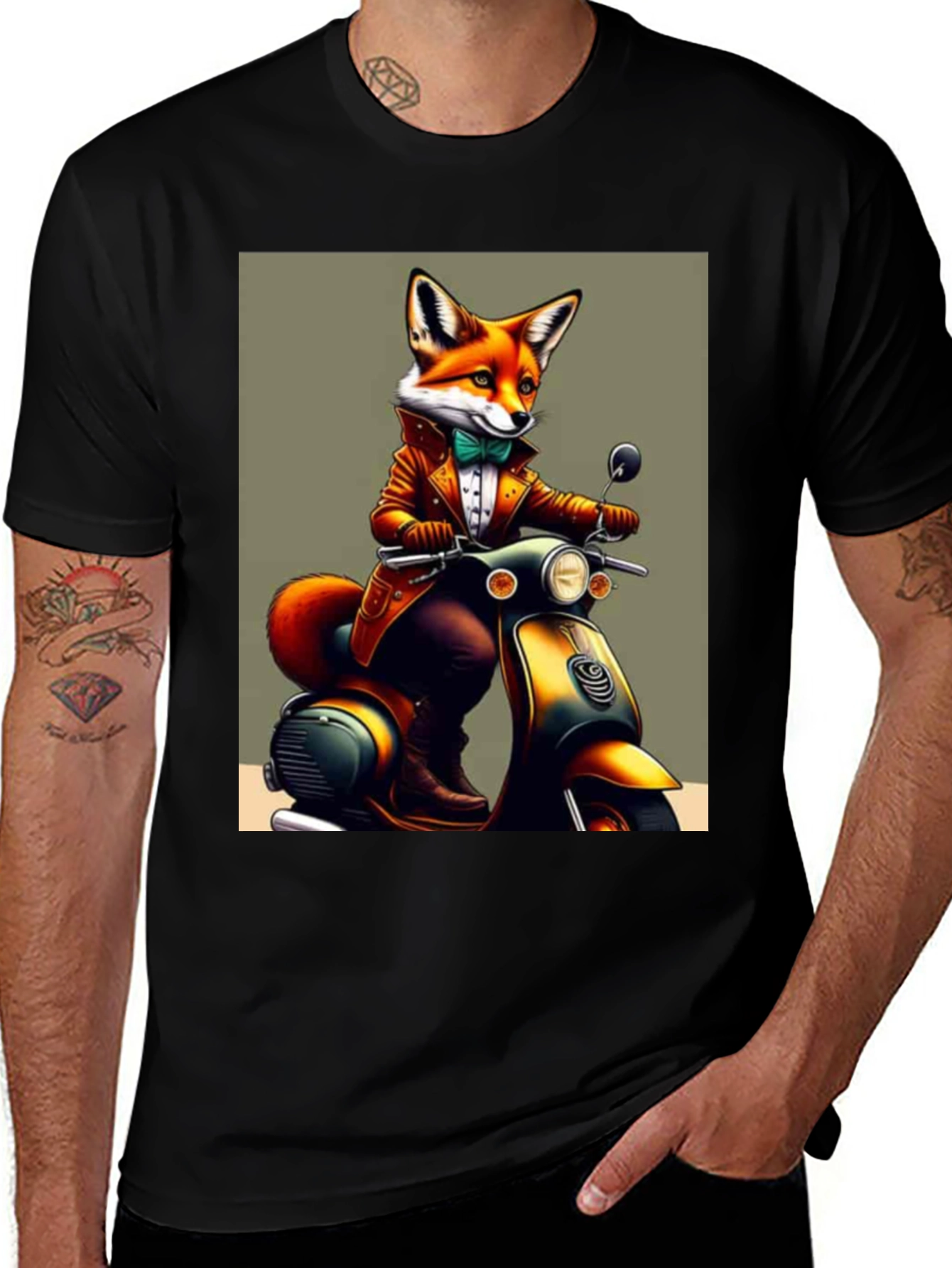 Fox on Scooter Graphic T-Shirt