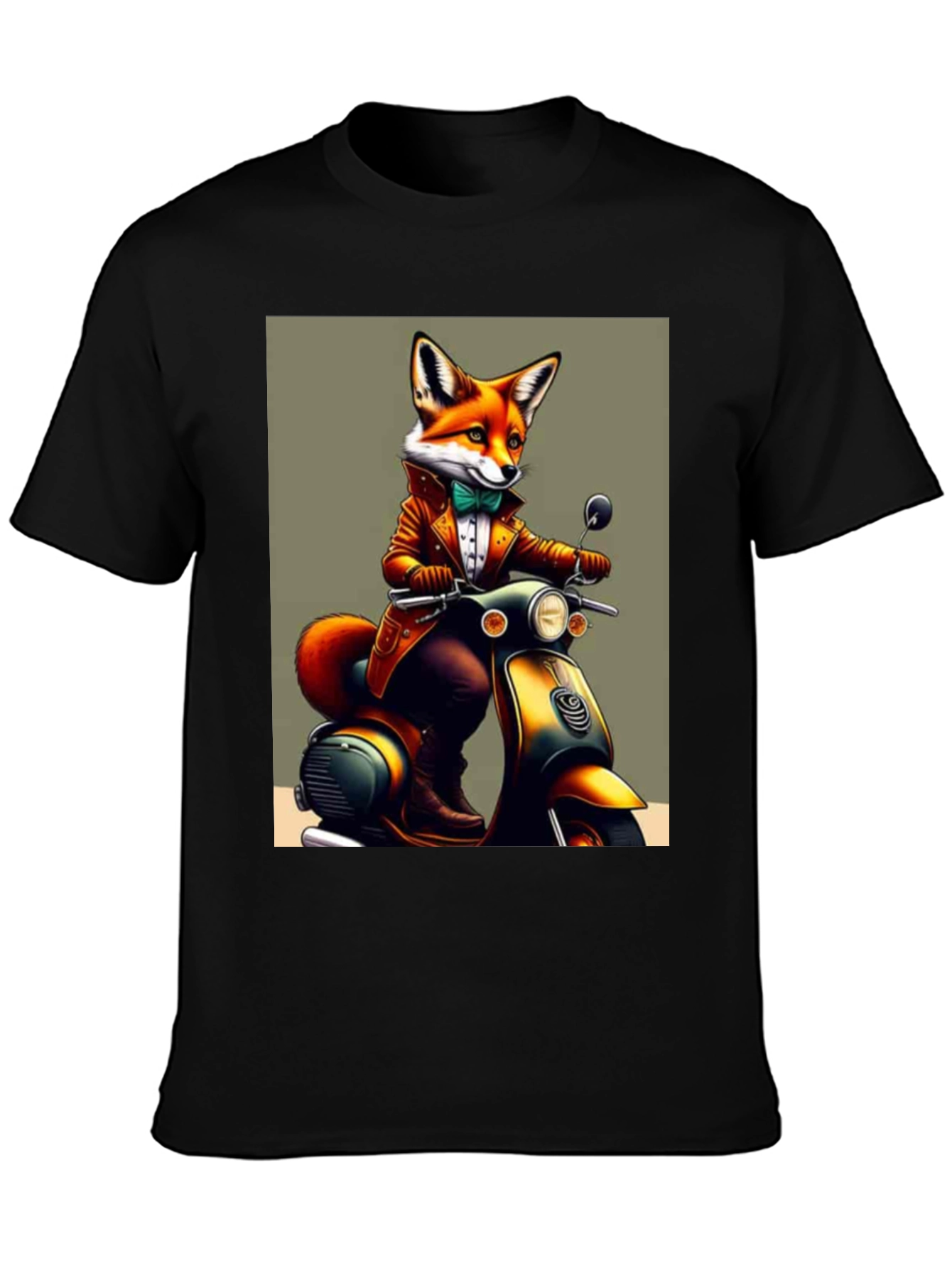 Fox on Scooter Graphic T-Shirt