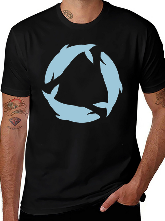 Circular Dolphin Graphic Tee - Black
