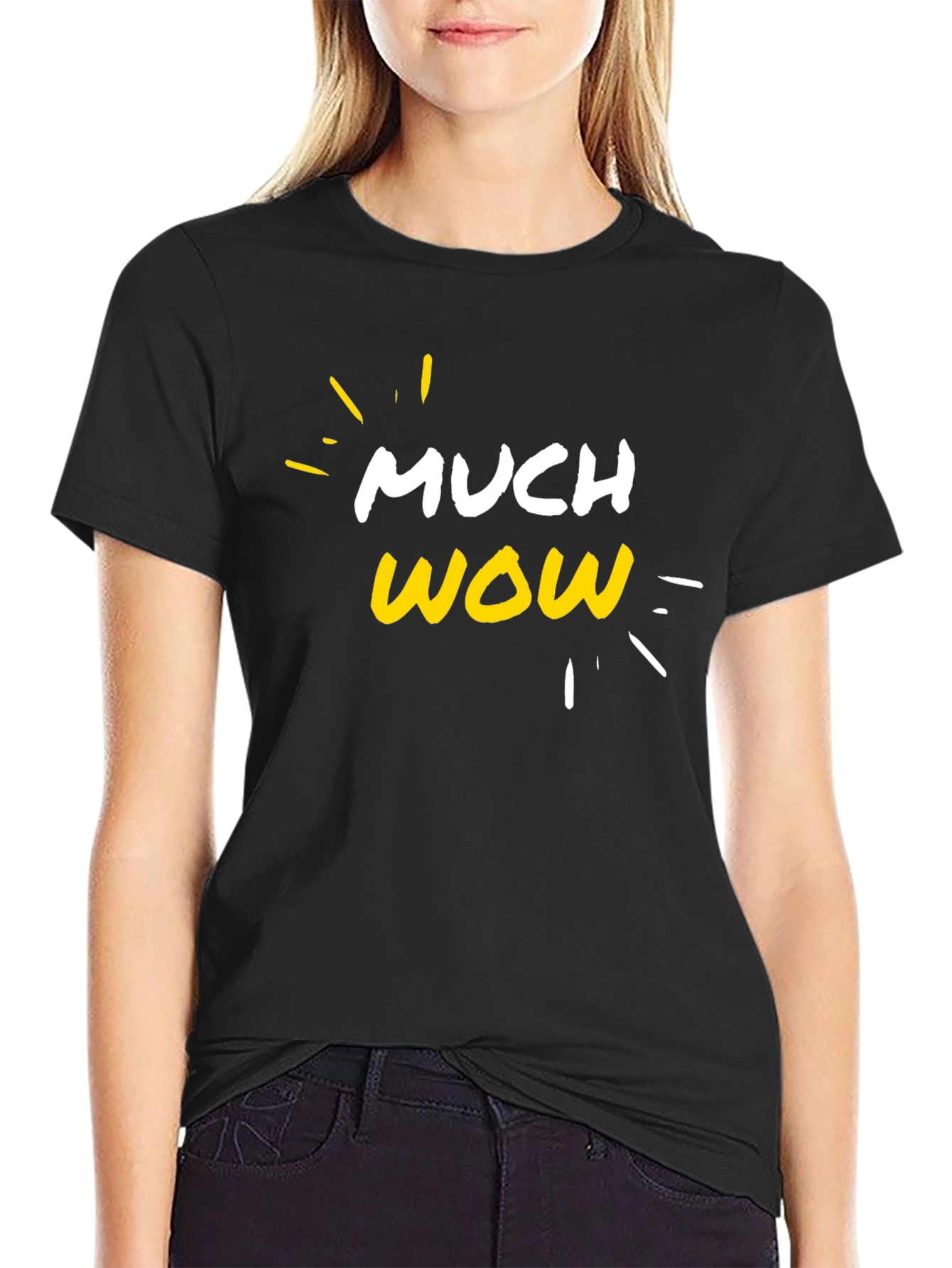 Much Wow Graphic T-Shirt - Casual Black Tee