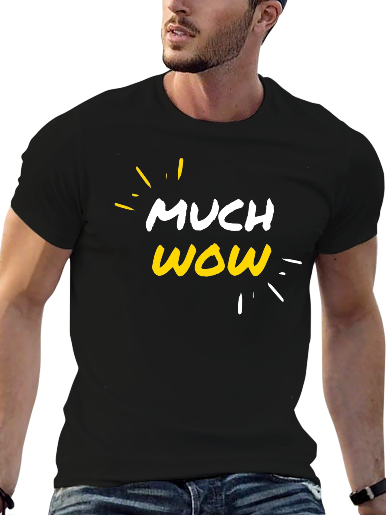 Much Wow Graphic T-Shirt - Casual Black Tee