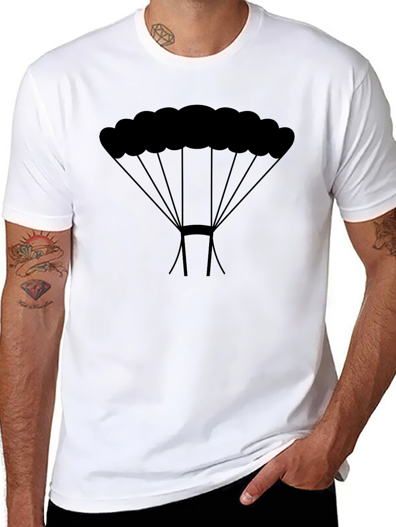Black Parachute Graphic Tee - Skydiving Apparel
