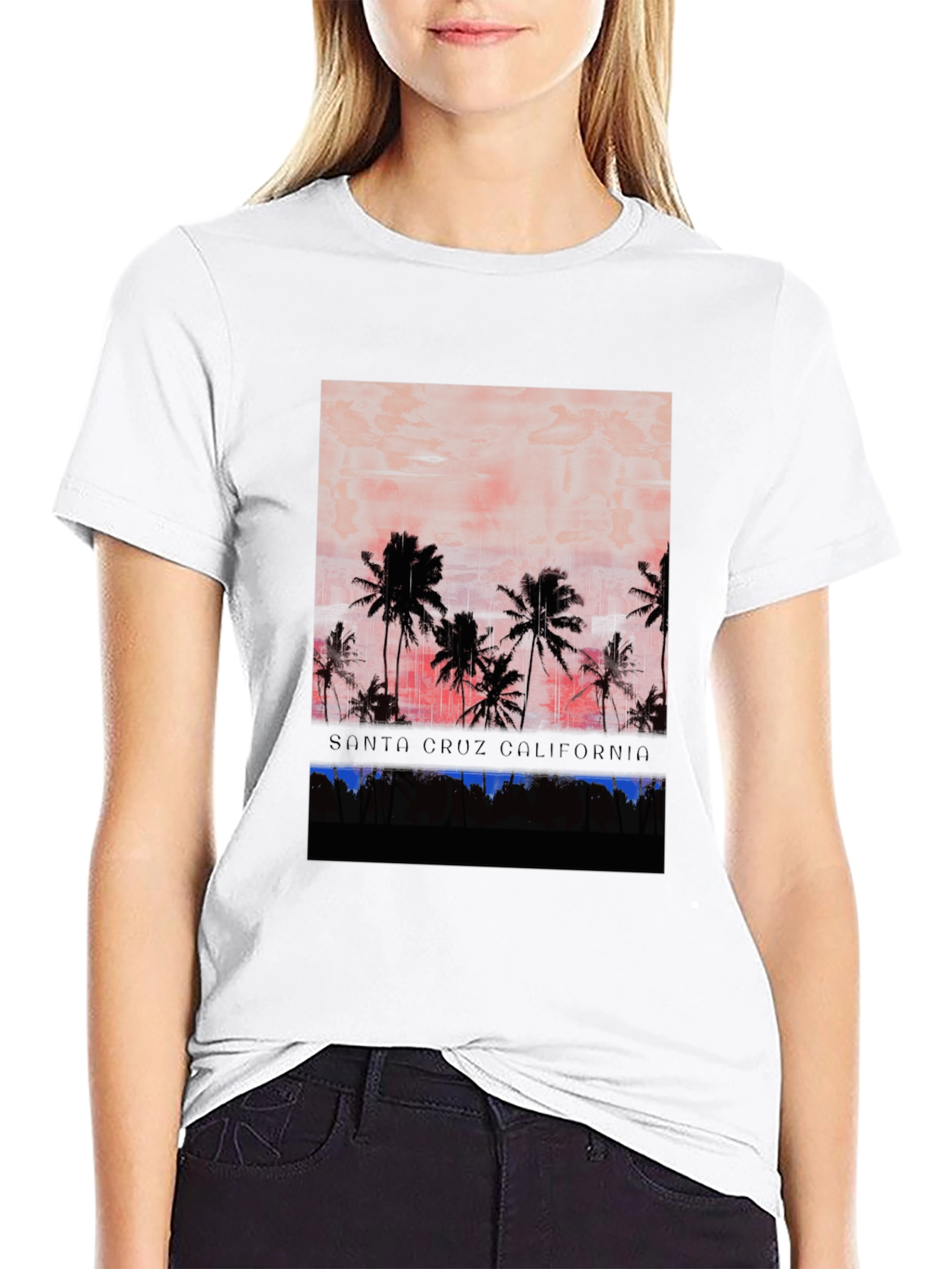Santa Cruz California Palm Tree Graphic Tee