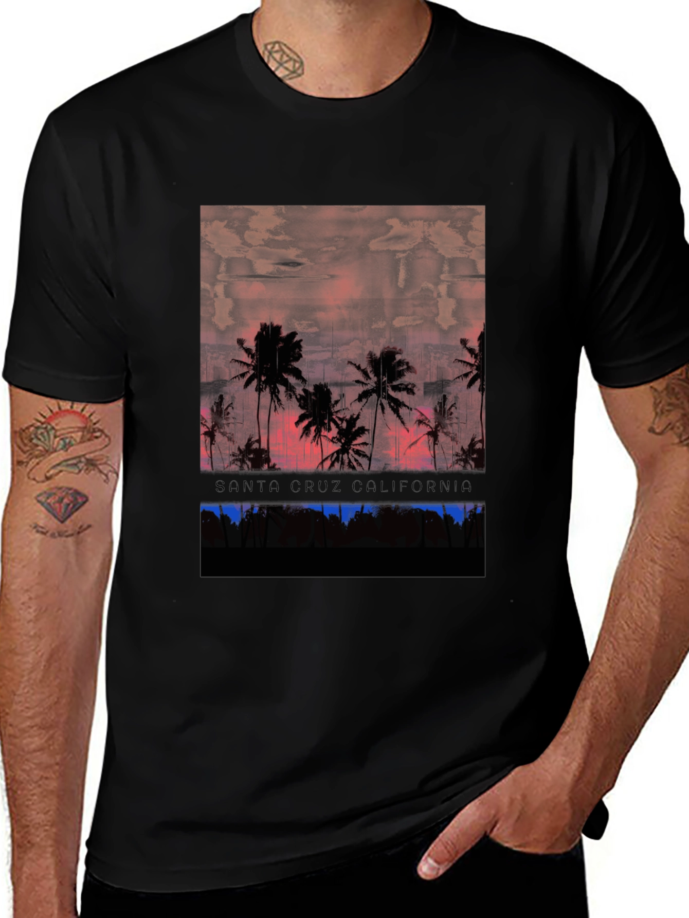 Santa Cruz California Palm Tree Graphic Tee