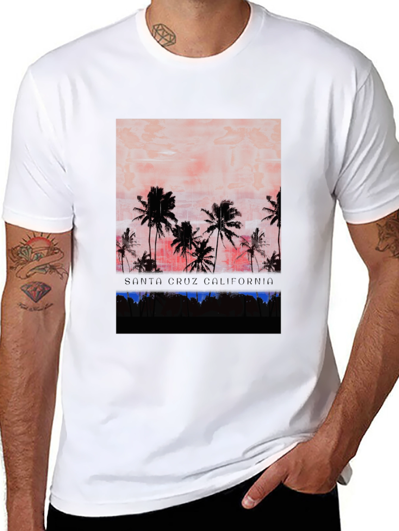 Santa Cruz California Palm Tree Graphic Tee