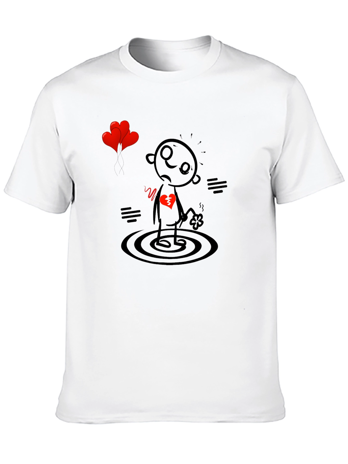 Heartbroken Stick Figure T-Shirt - Sad Cartoon Tee
