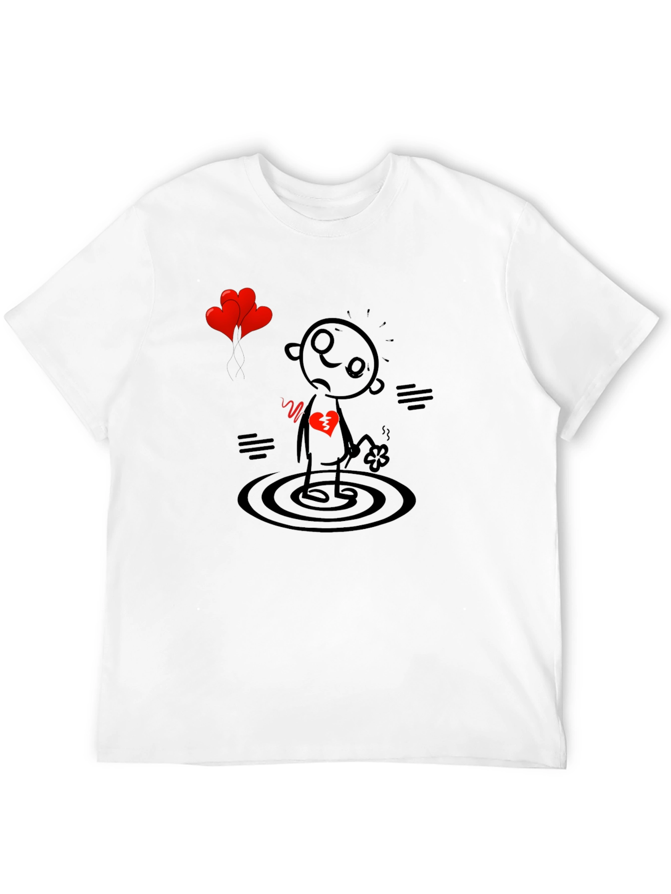 Heartbroken Stick Figure T-Shirt - Sad Cartoon Tee