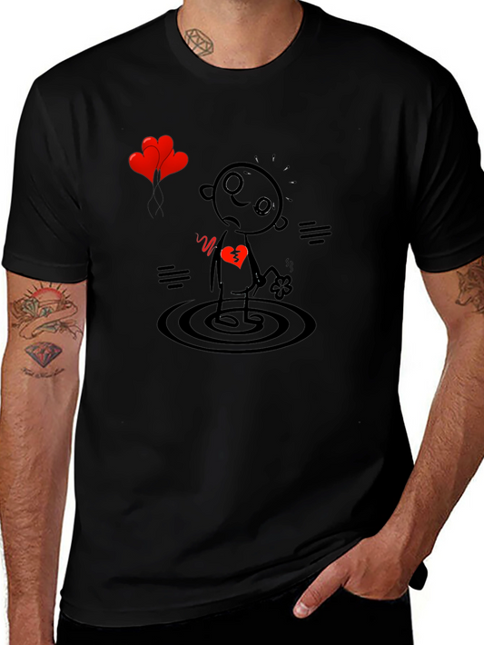 Heartbroken Stick Figure T-Shirt - Sad Cartoon Tee