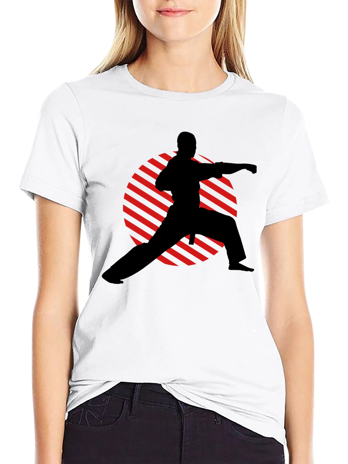 Karate Silhouette Graphic T-Shirt - Black