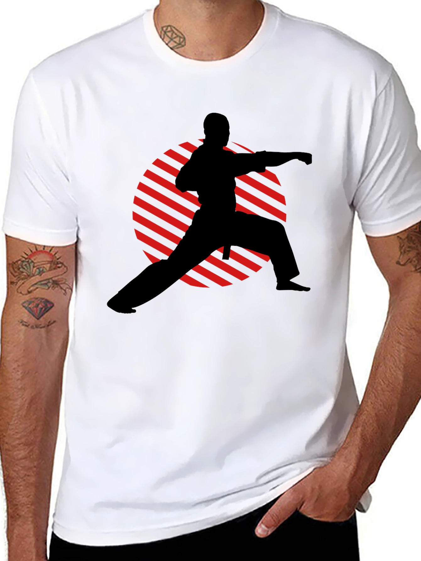 Karate Silhouette Graphic T-Shirt - Black
