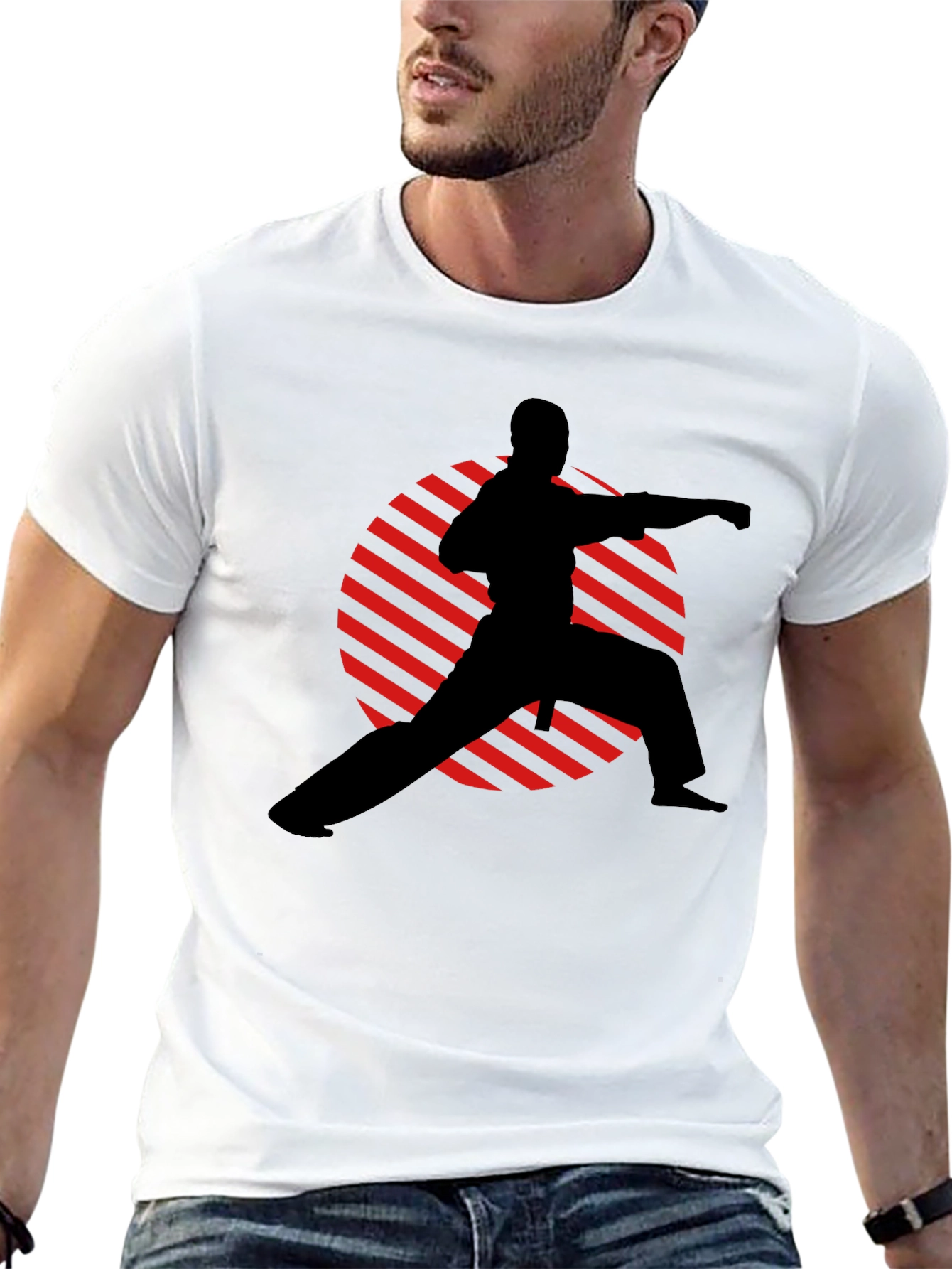 Karate Silhouette Graphic T-Shirt - Black