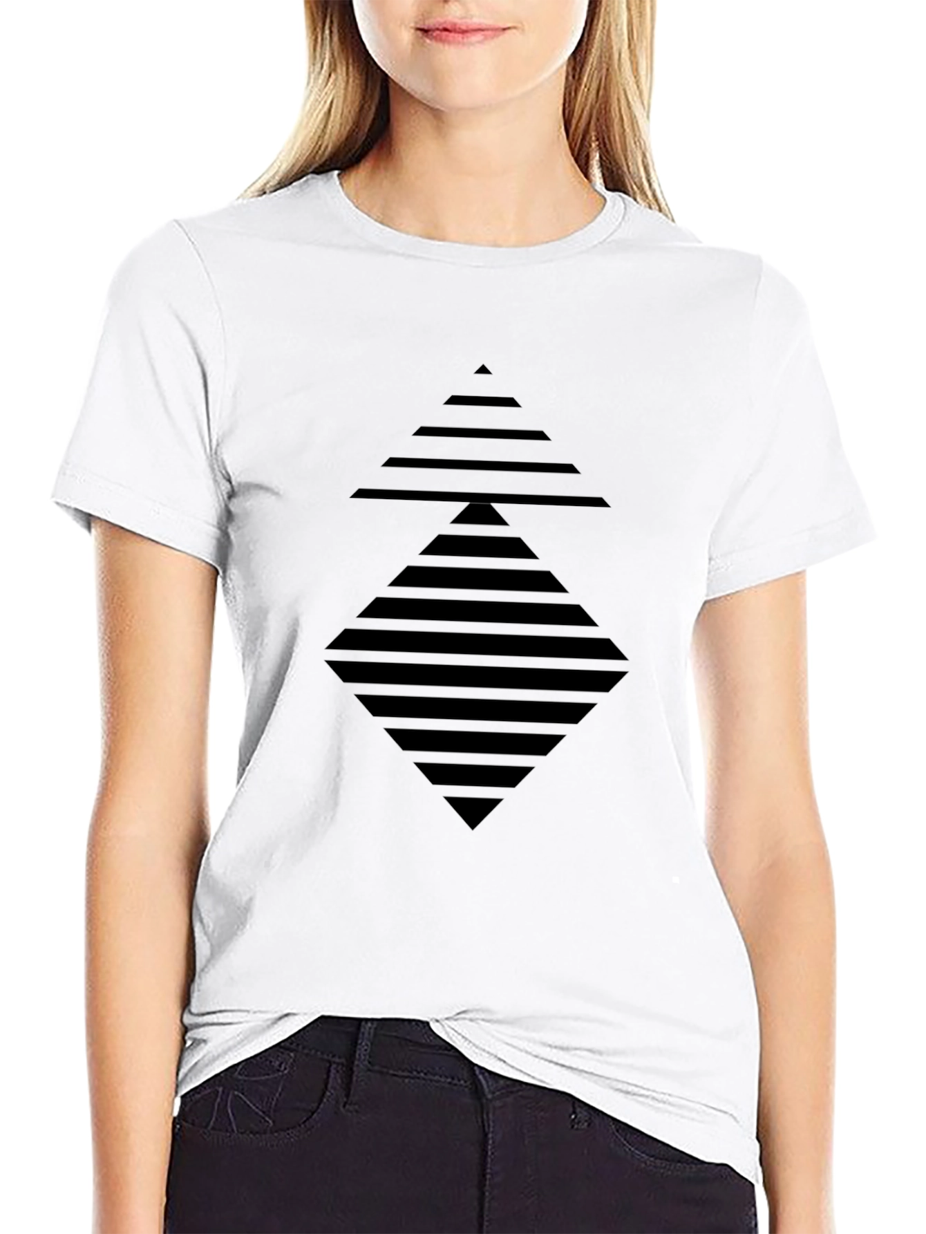 Mens Black Graphic Tee - Geometric Design
