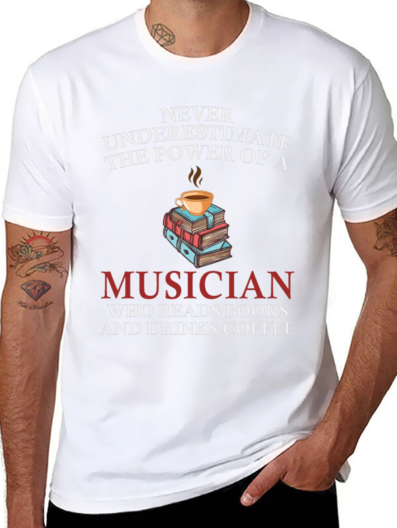 Musician Books Coffee T-Shirt Novelty