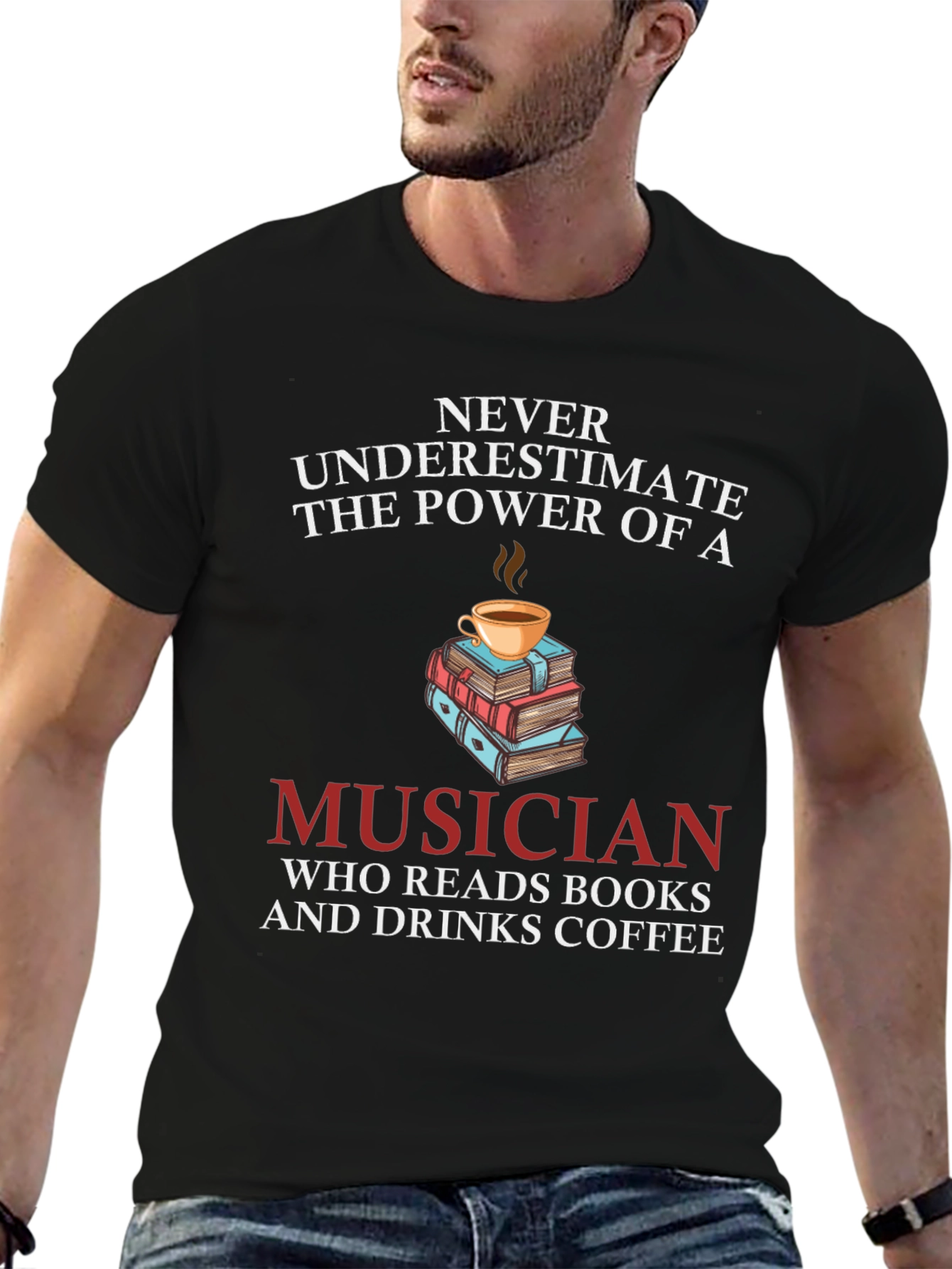 Musician Books Coffee T-Shirt Novelty