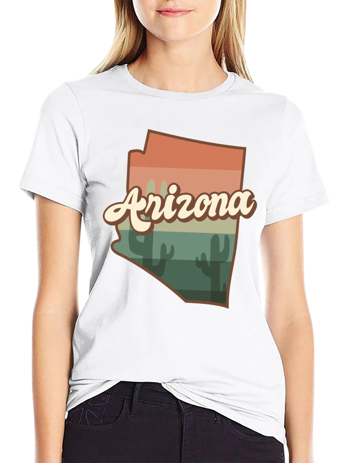 Retro Arizona Graphic Tee - Black Cotton Blend T-Shirt