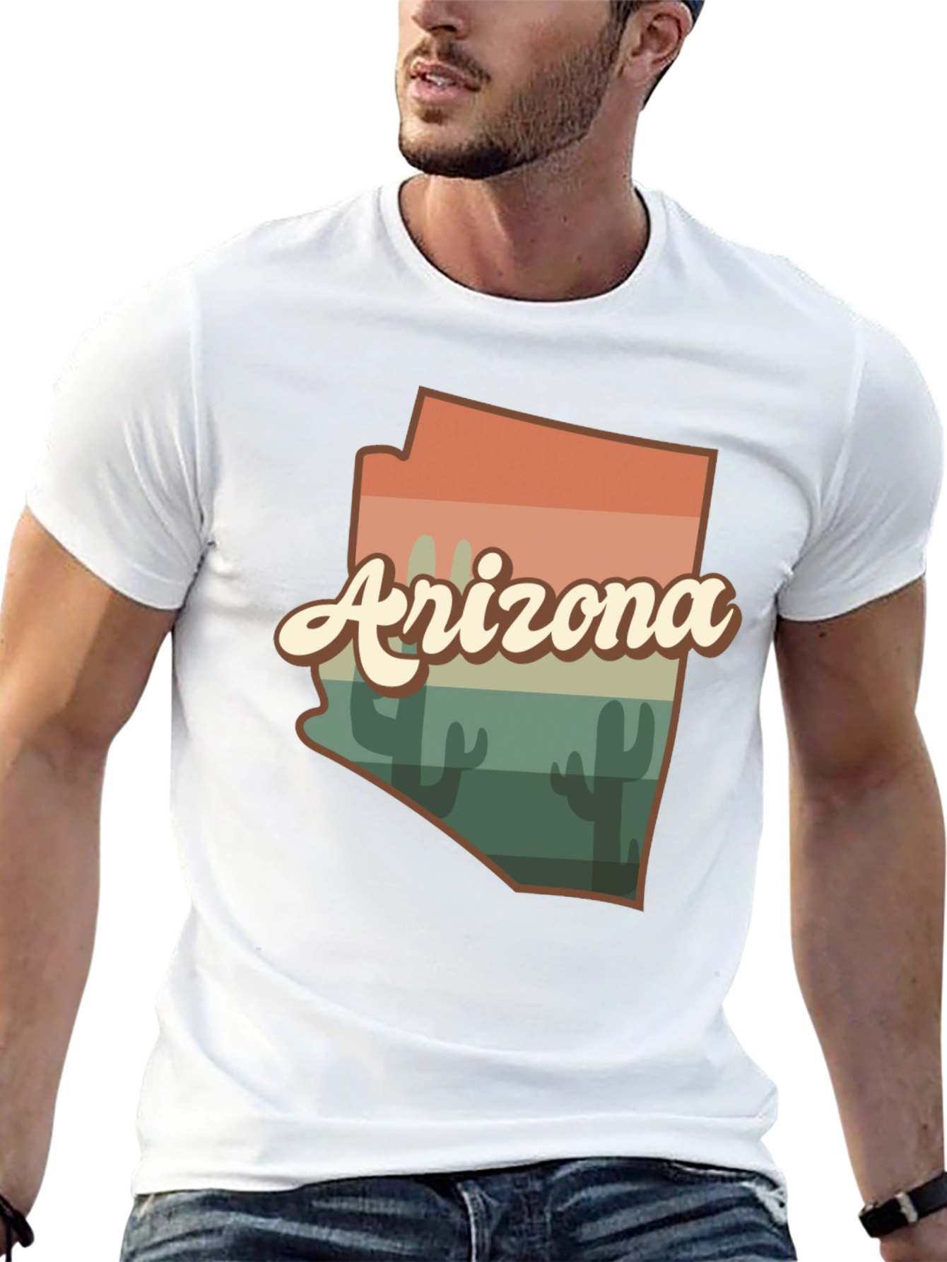 Retro Arizona Graphic Tee - Black Cotton Blend T-Shirt