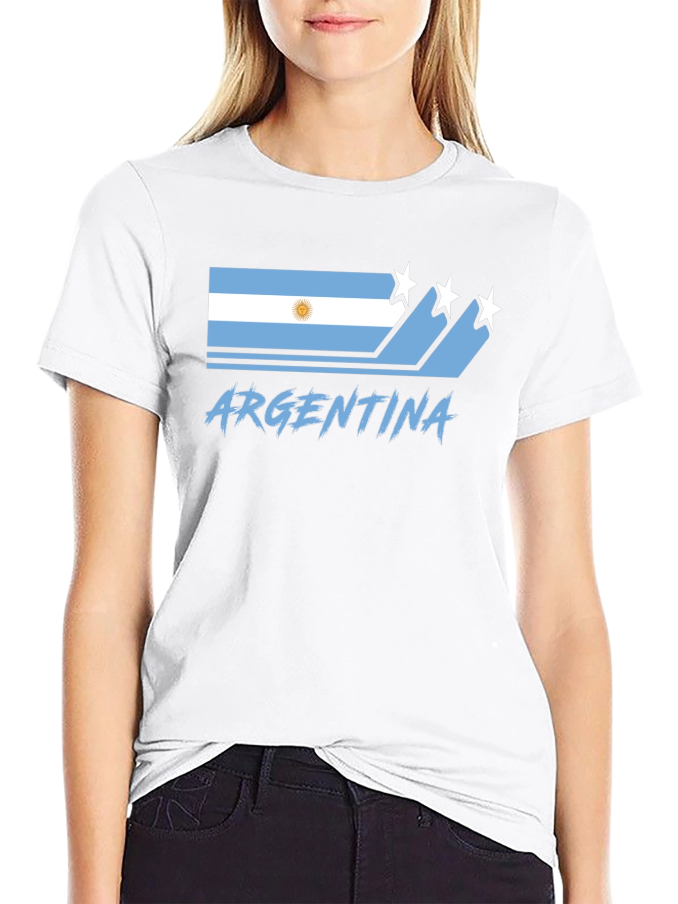 Argentina Flag Graphic Black T-Shirt