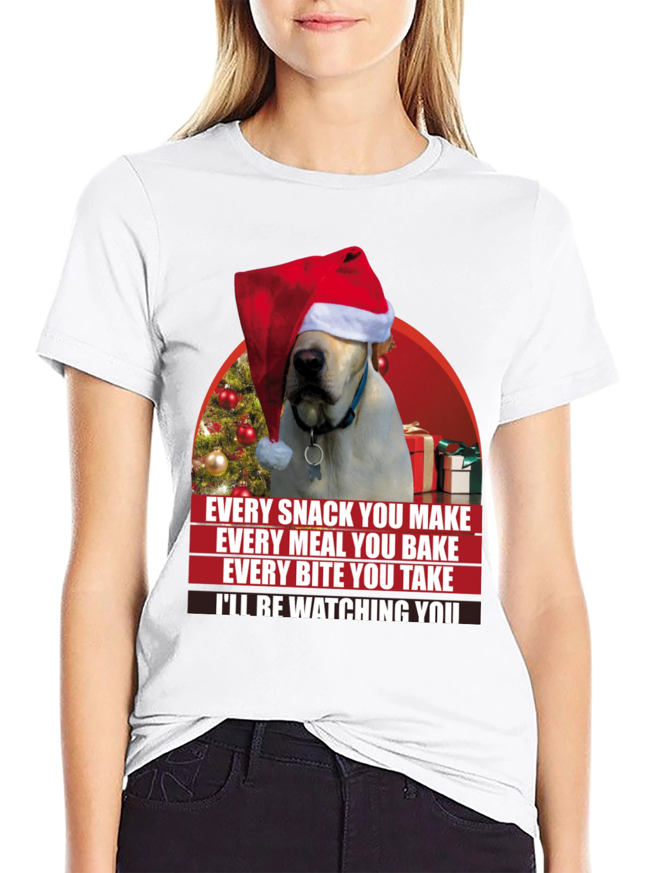 Funny Christmas Dog T-Shirt - Every Snack You Make