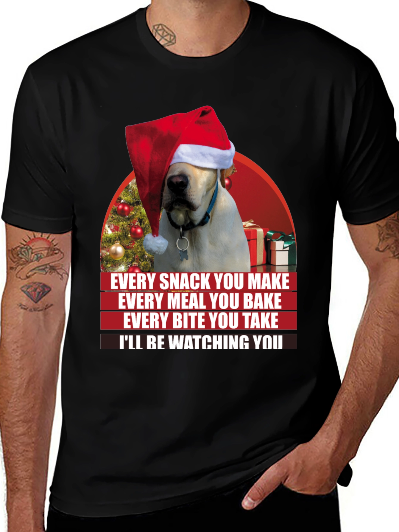 Funny Christmas Dog T-Shirt - Every Snack You Make