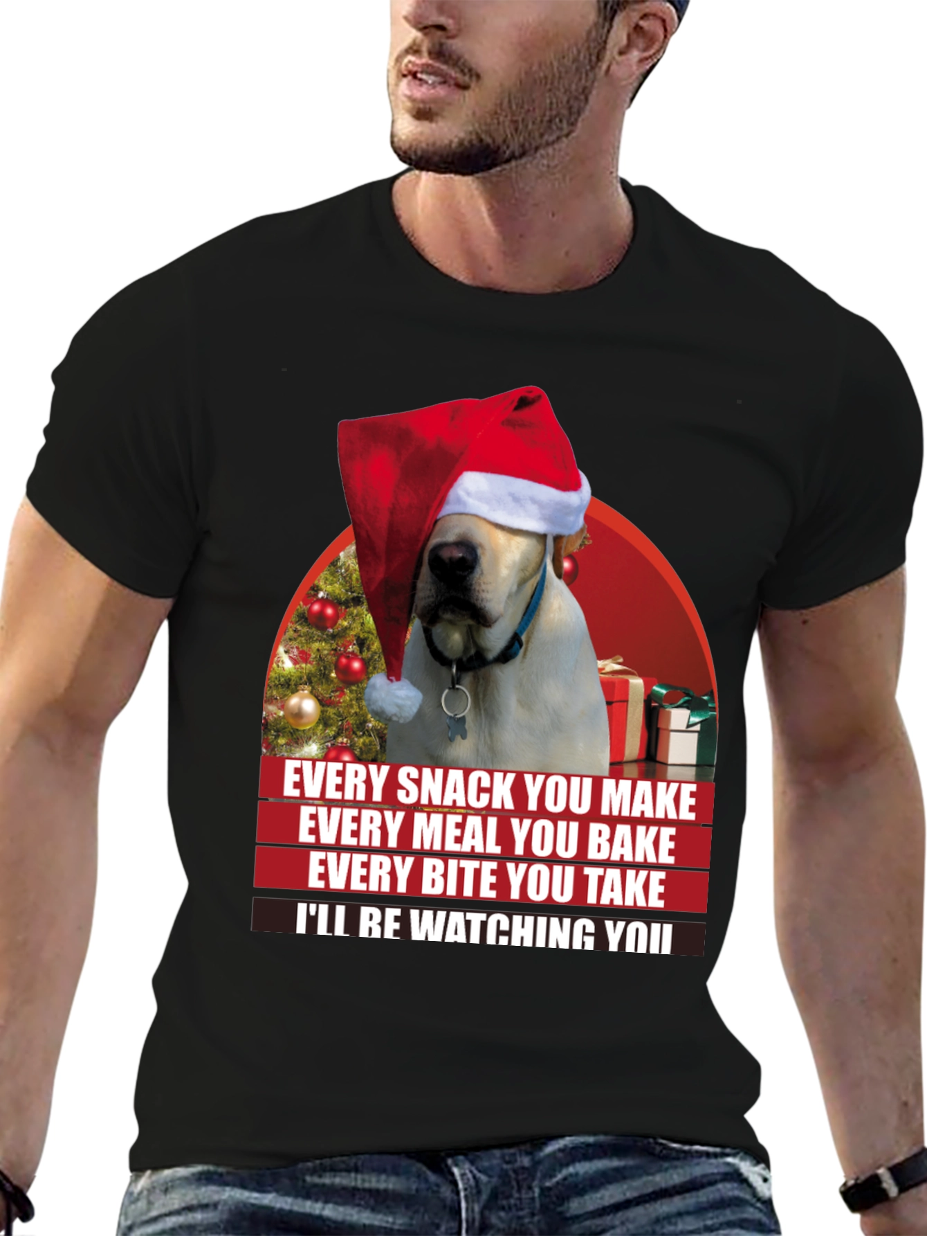 Funny Christmas Dog T-Shirt - Every Snack You Make