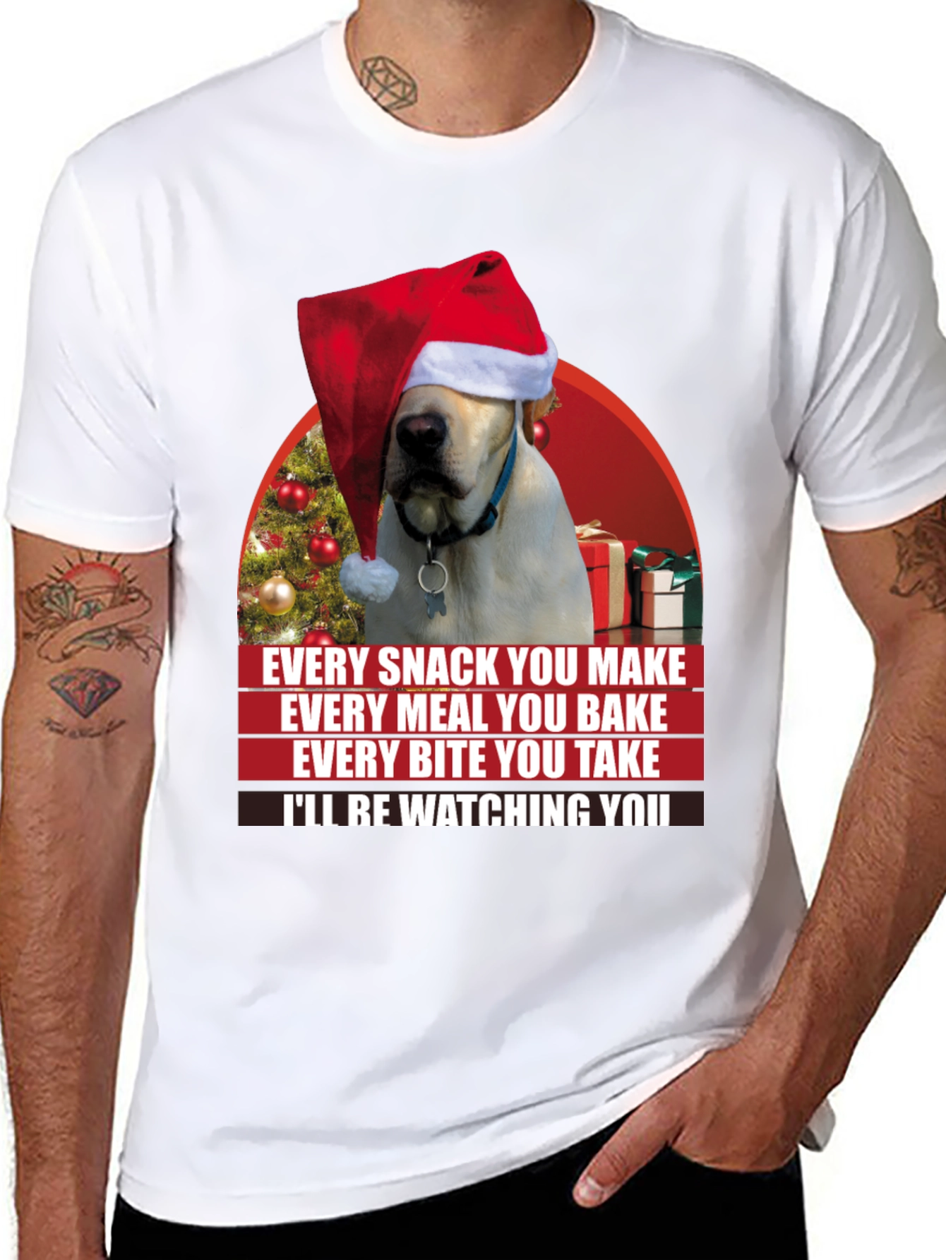 Funny Christmas Dog T-Shirt - Every Snack You Make