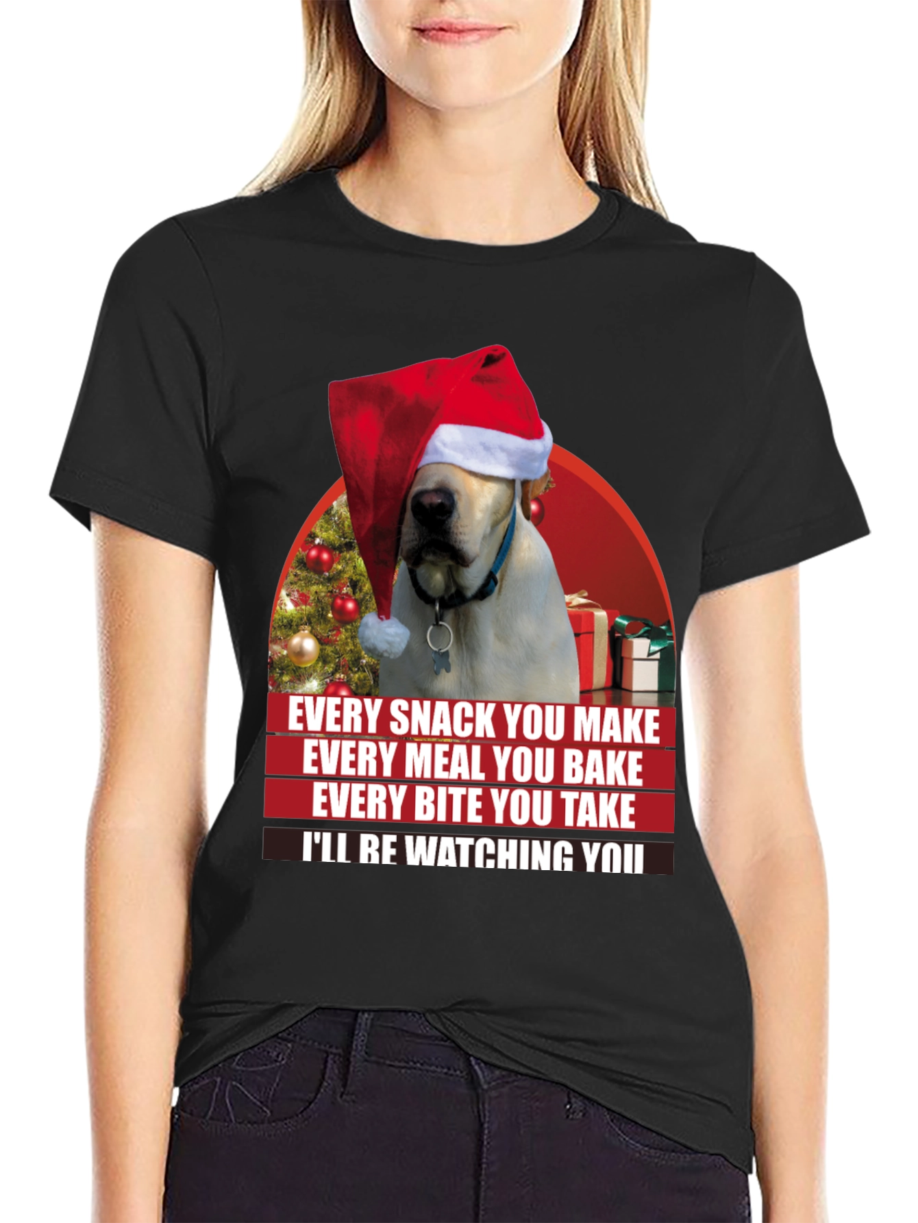 Funny Christmas Dog T-Shirt - Every Snack You Make