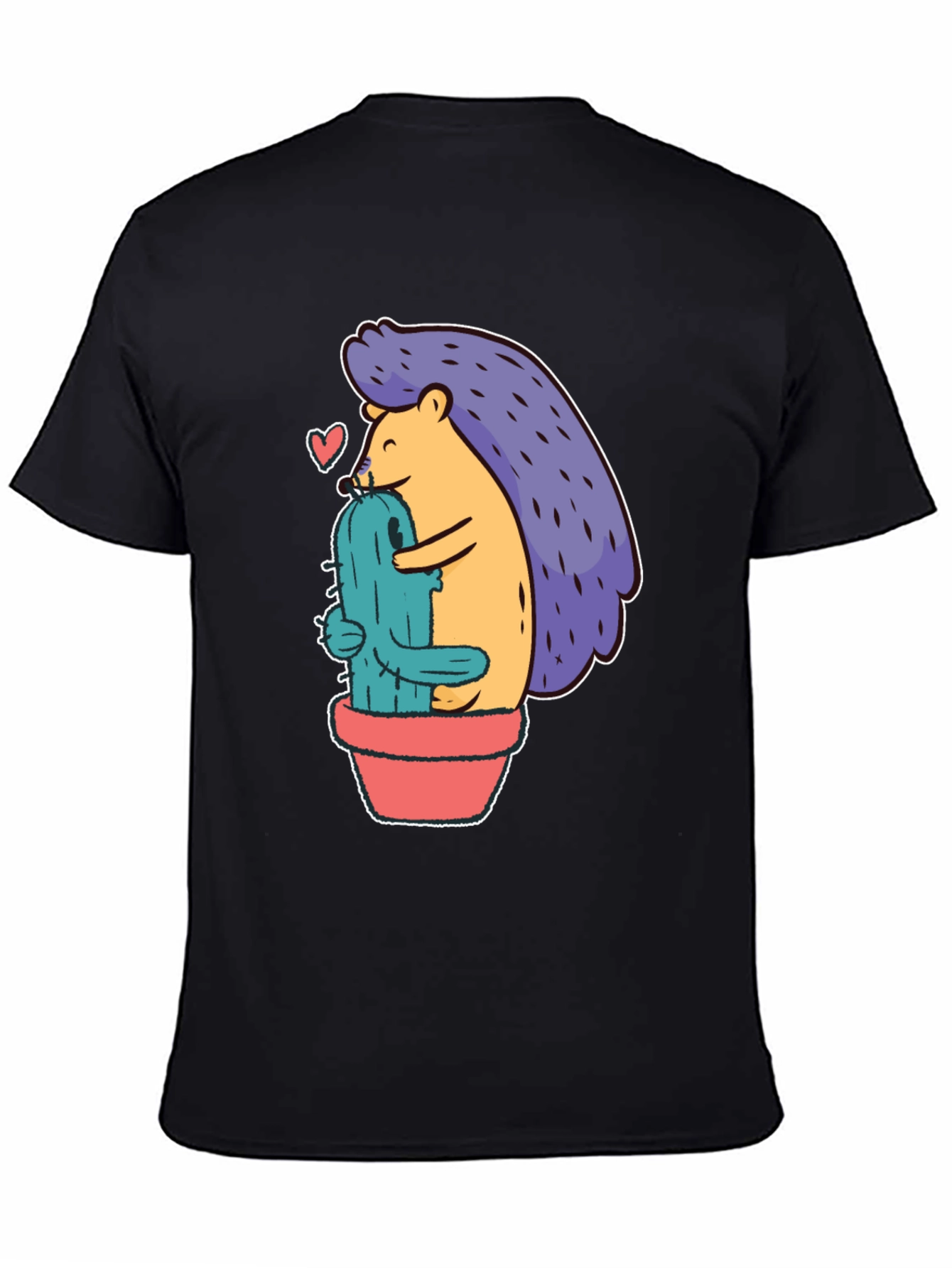 Cute Hedgehog Hugging Cactus Graphic Tee - Unisex