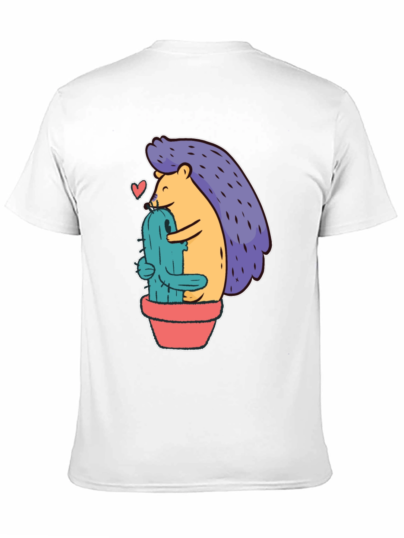Cute Hedgehog Hugging Cactus Graphic Tee - Unisex