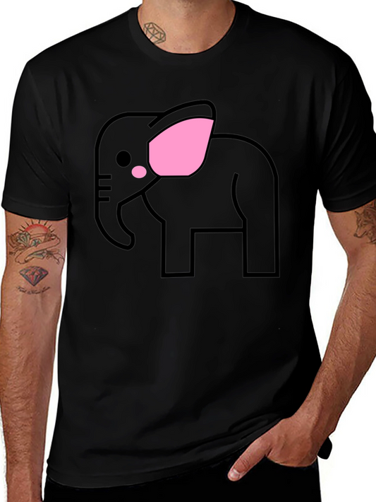 Cute Elephant Graphic T-Shirt - Black