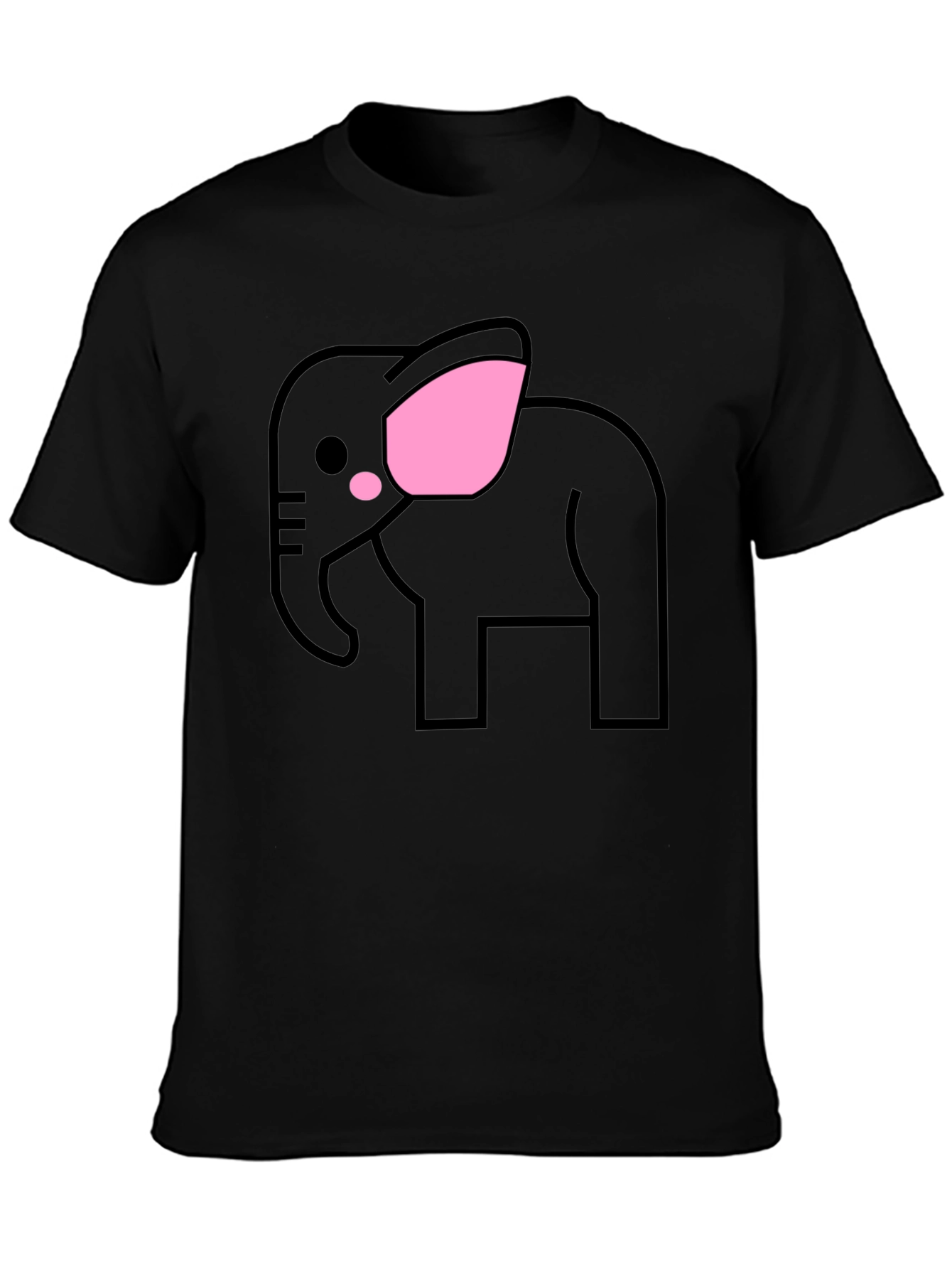 Cute Elephant Graphic T-Shirt - Black