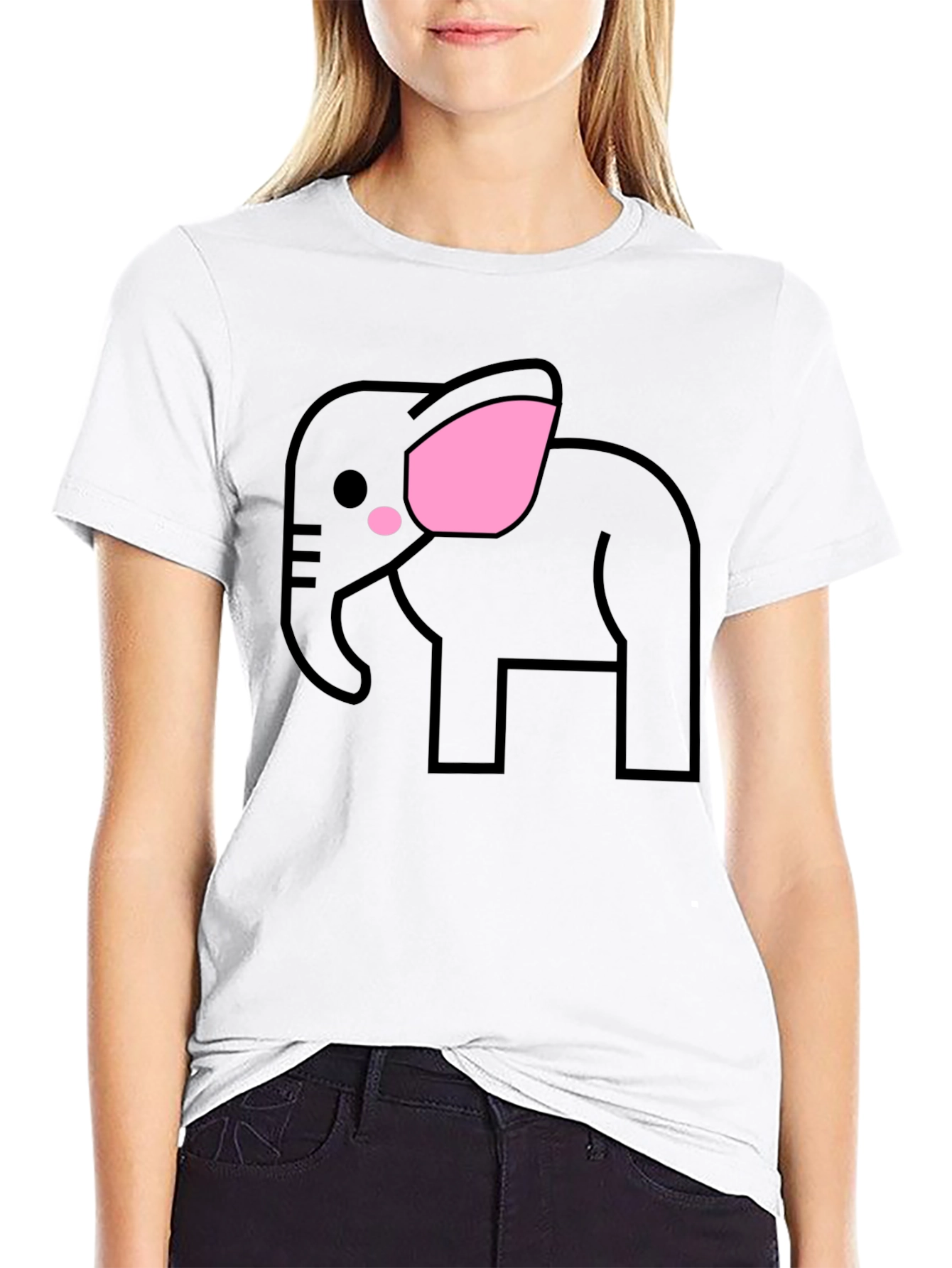 Cute Elephant Graphic T-Shirt - Black