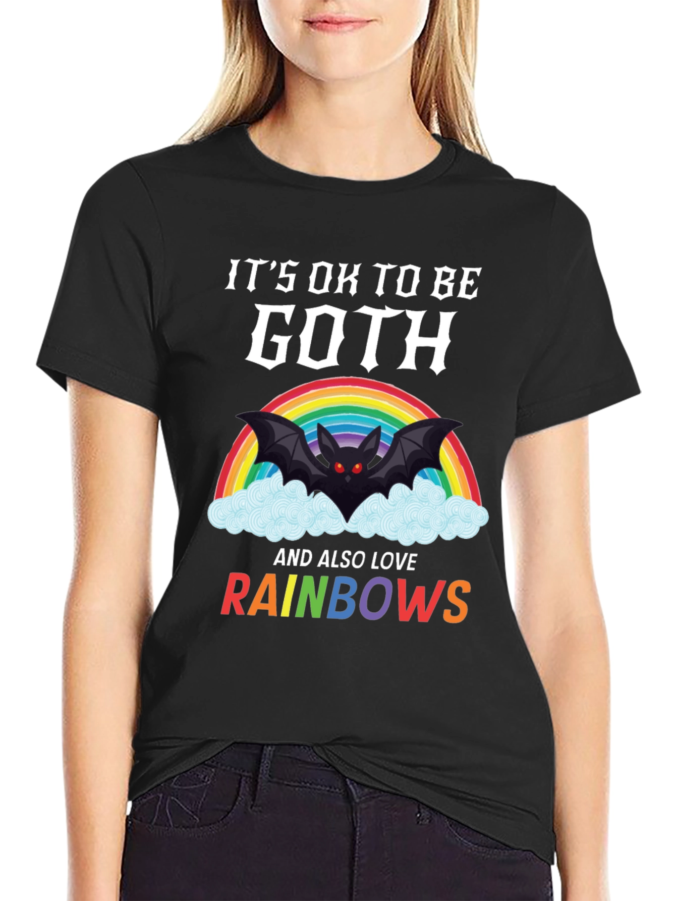 Its Ok to Be Goth Rainbow T-Shirt