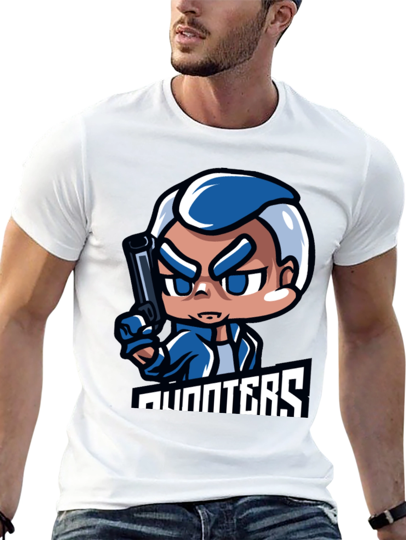Hunters Cartoon Graphic Black T-Shirt