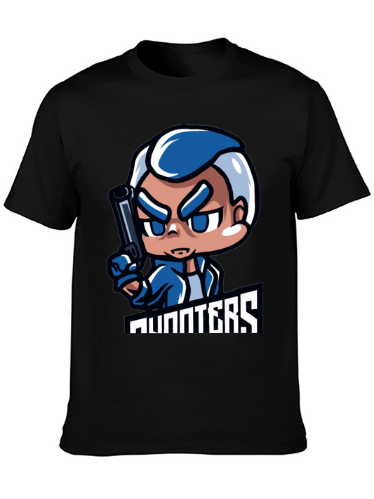 Hunters Cartoon Graphic Black T-Shirt