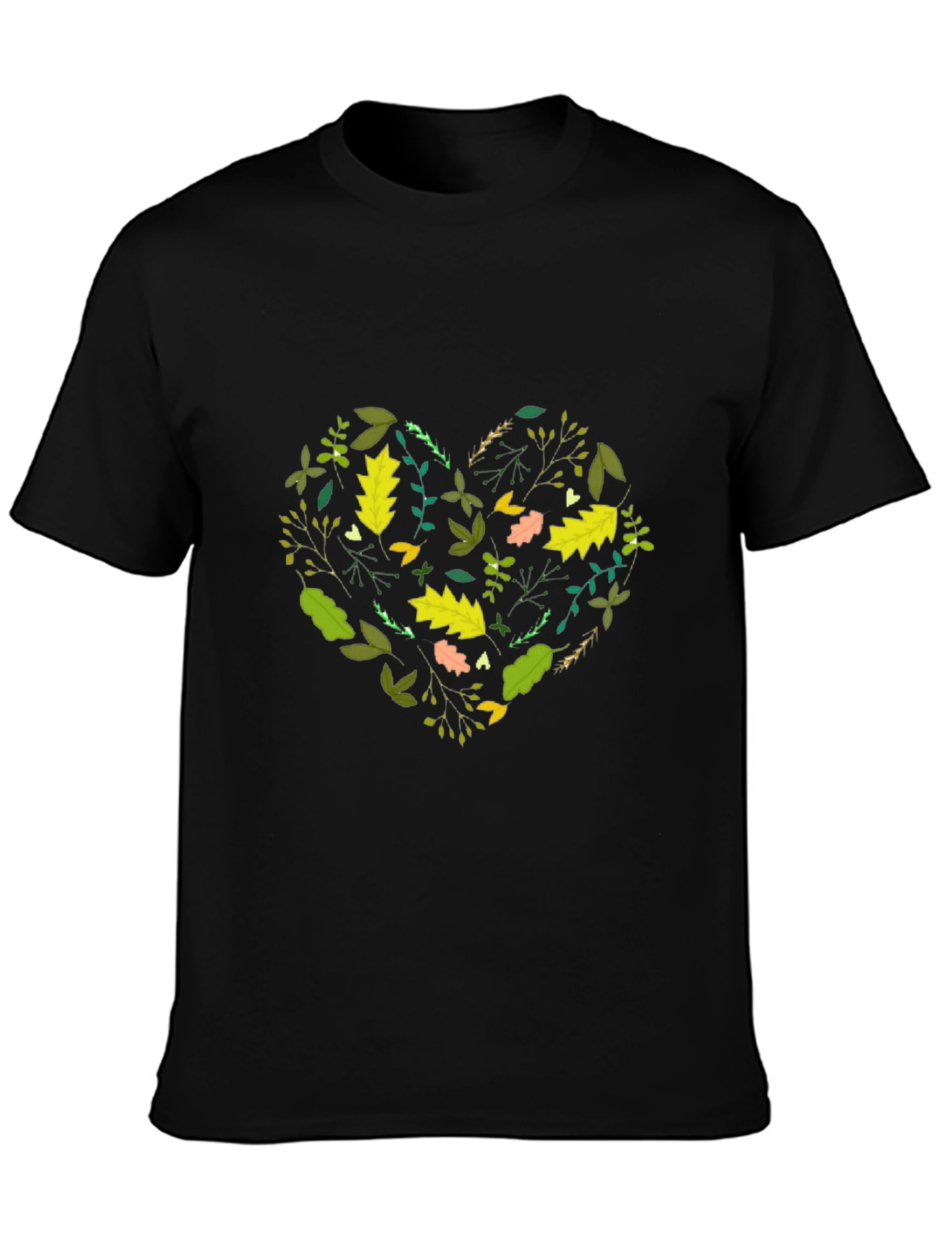 Nature Heart Graphic Tee - Black Cotton Blend Shirt