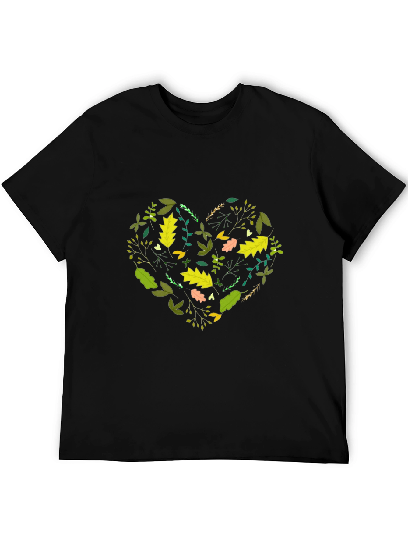Nature Heart Graphic Tee - Black Cotton Blend Shirt