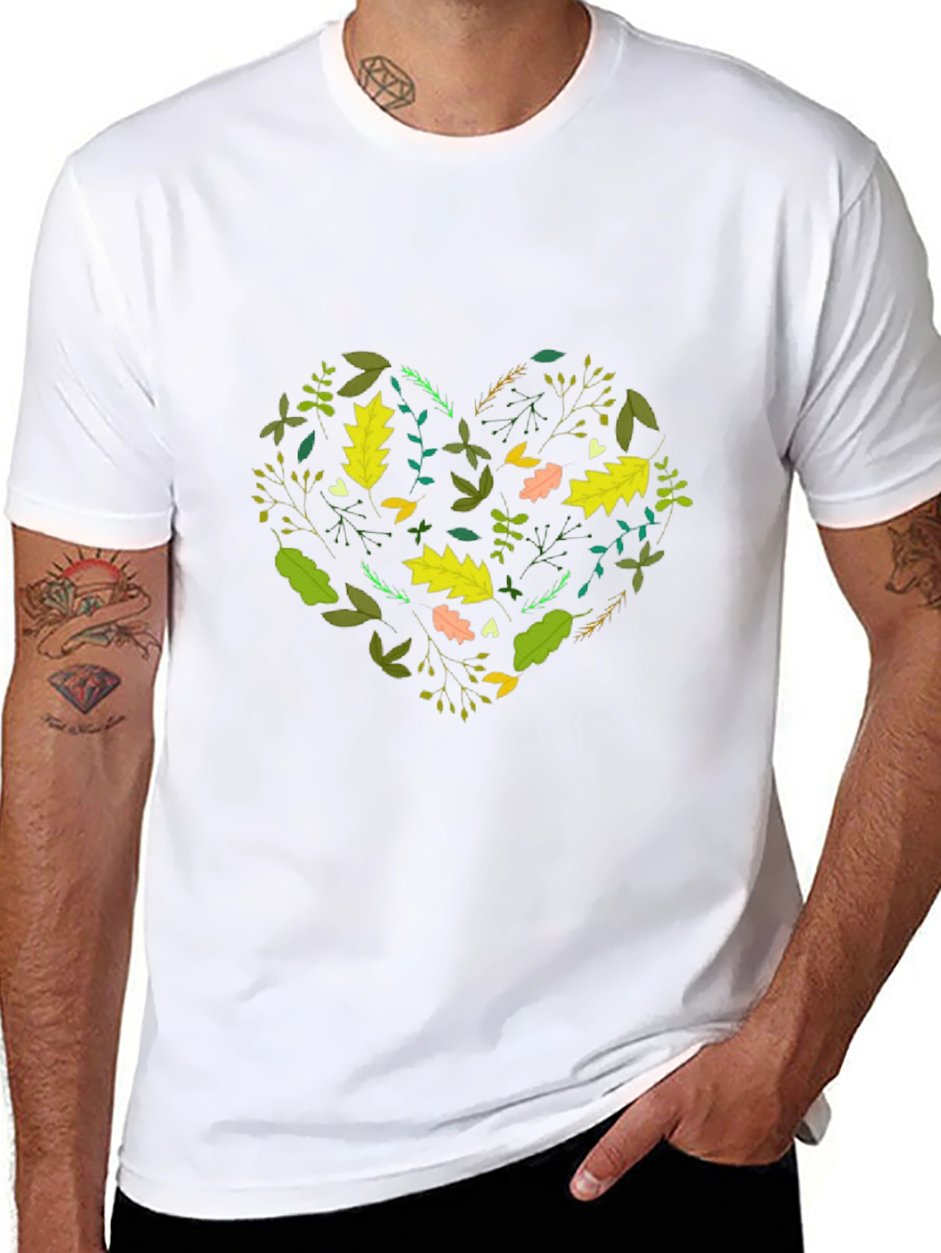 Nature Heart Graphic Tee - Black Cotton Blend Shirt