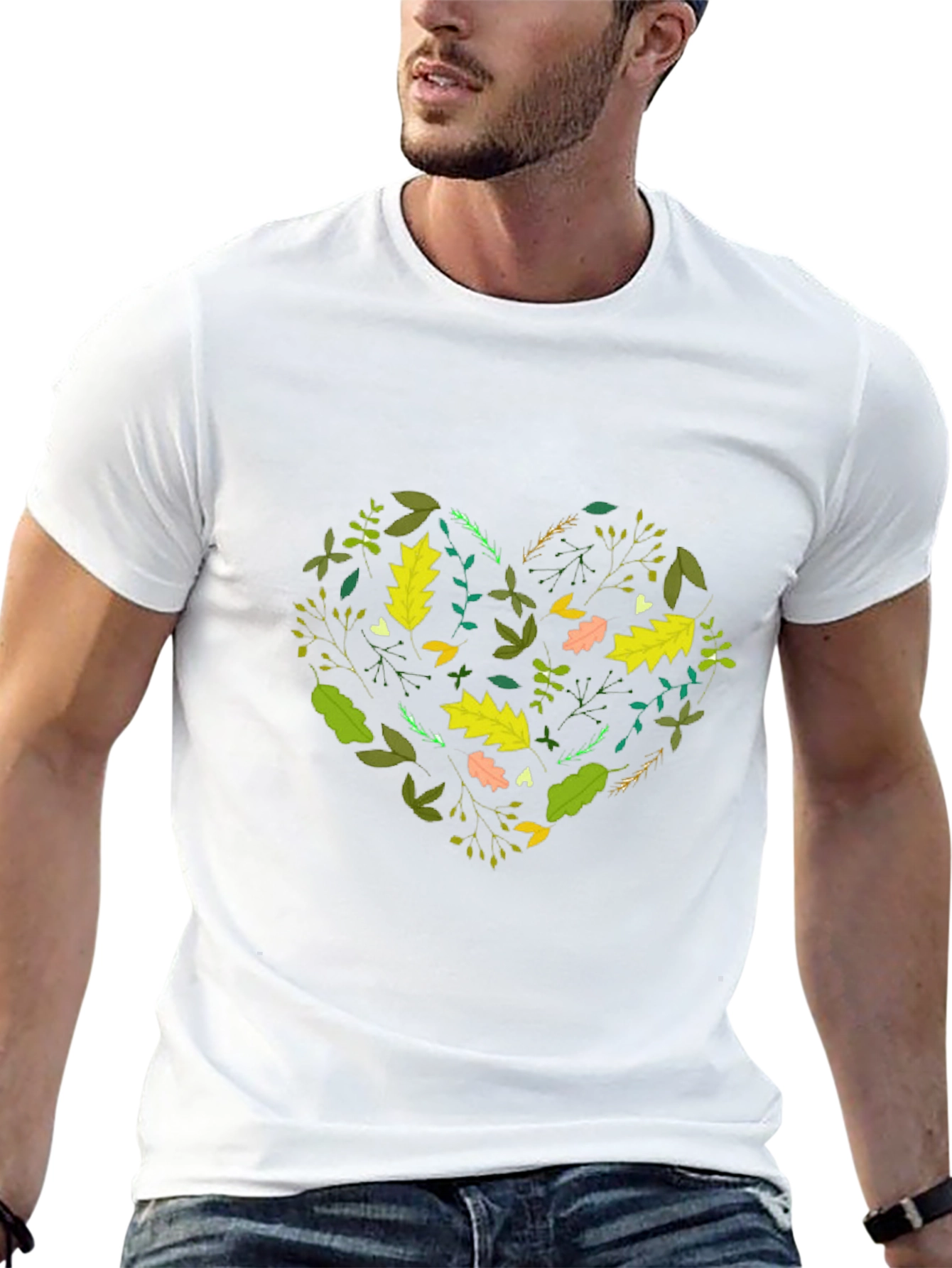 Nature Heart Graphic Tee - Black Cotton Blend Shirt