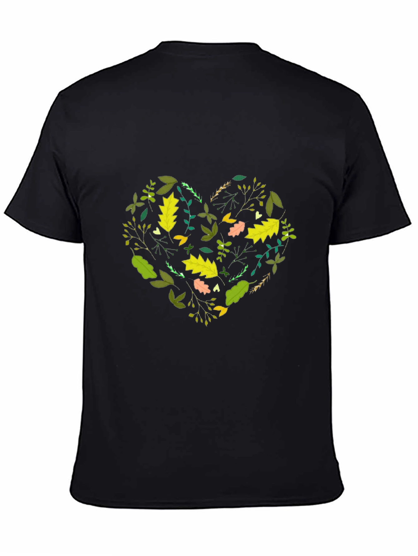 Nature Heart Graphic Tee - Black Cotton Blend Shirt