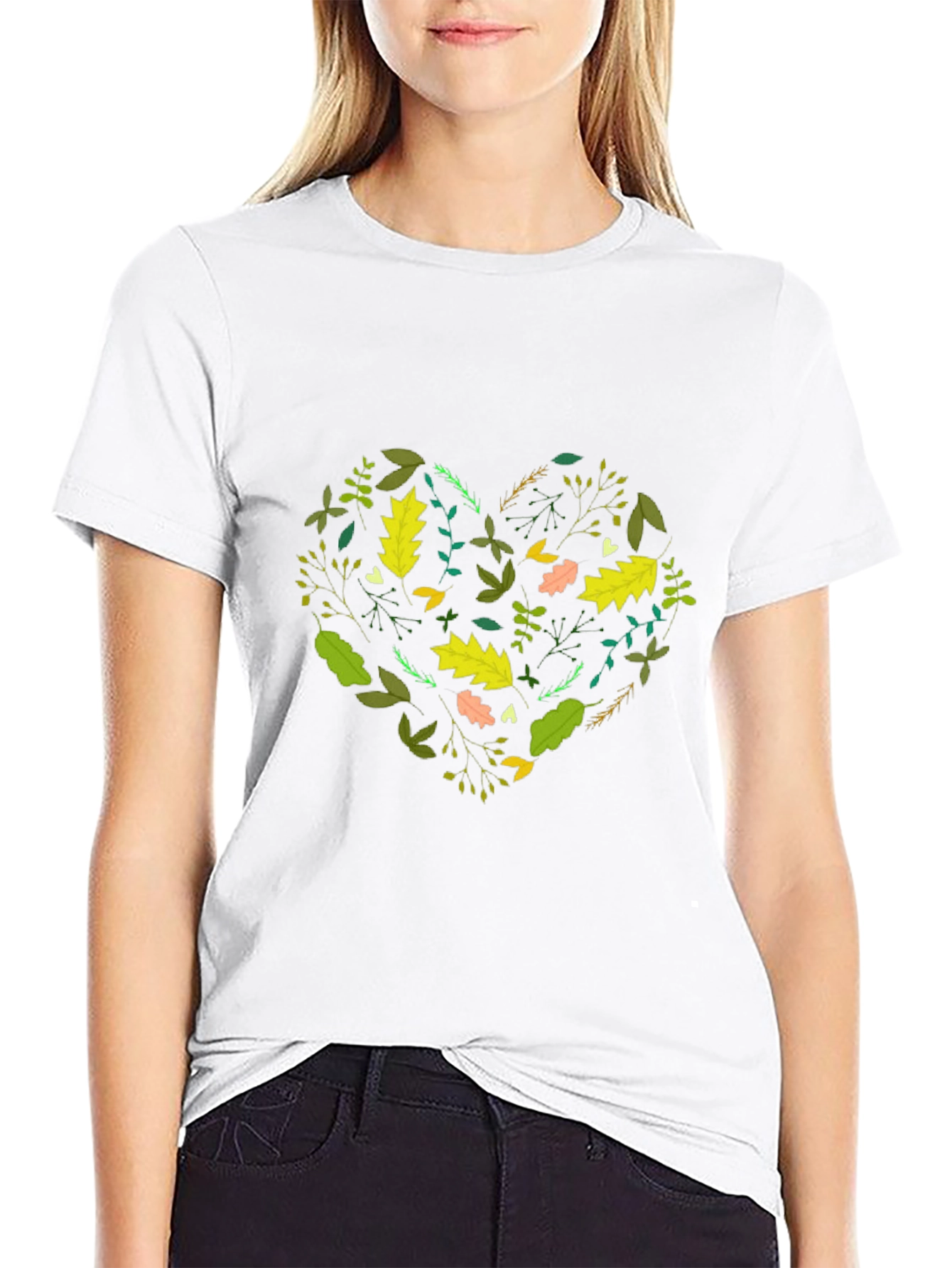 Nature Heart Graphic Tee - Black Cotton Blend Shirt