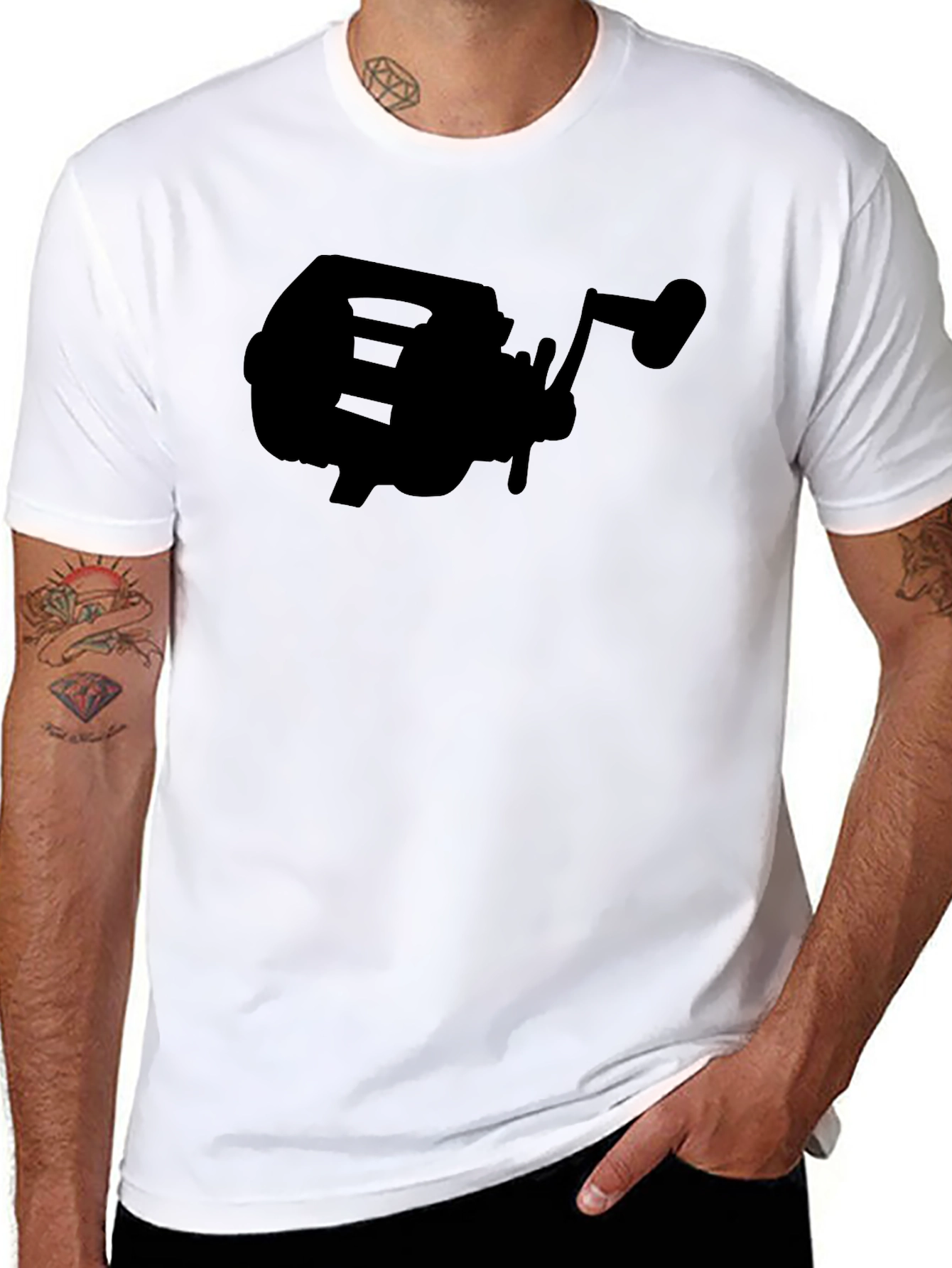 Fishing Reel Graphic Tee - Black Angler T-Shirt