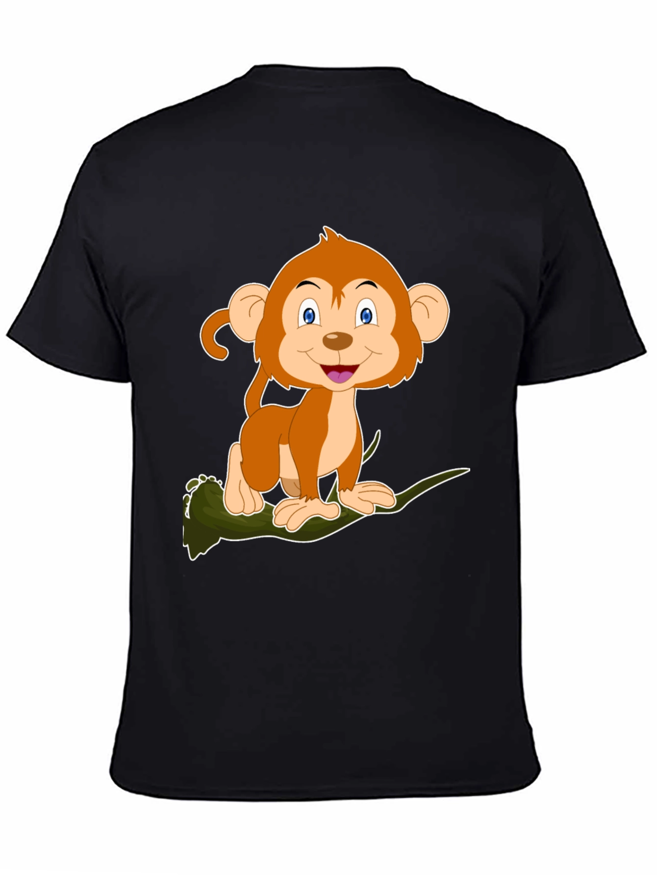 Monkey Cartoon Graphic Black T-Shirt