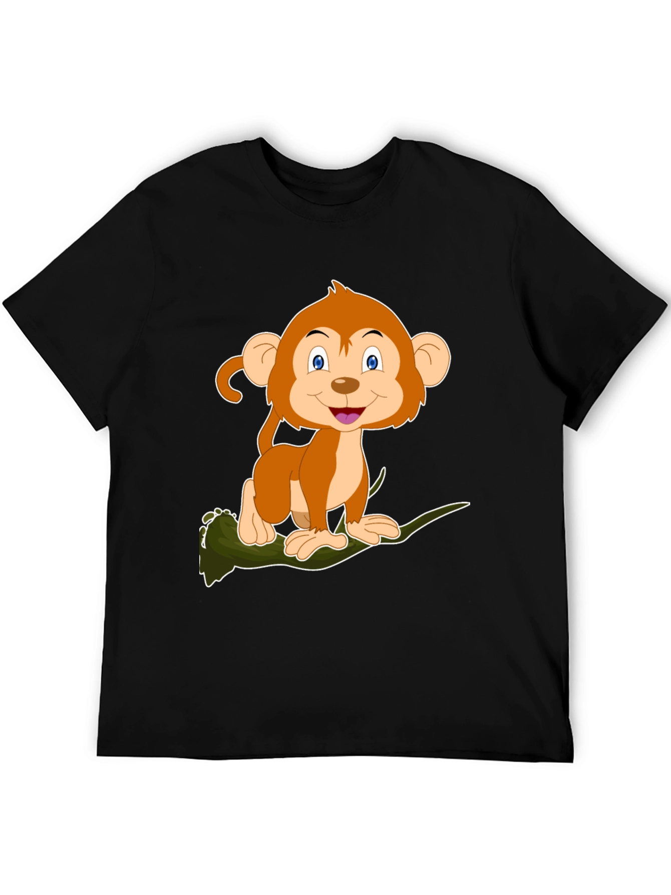 Monkey Cartoon Graphic Black T-Shirt