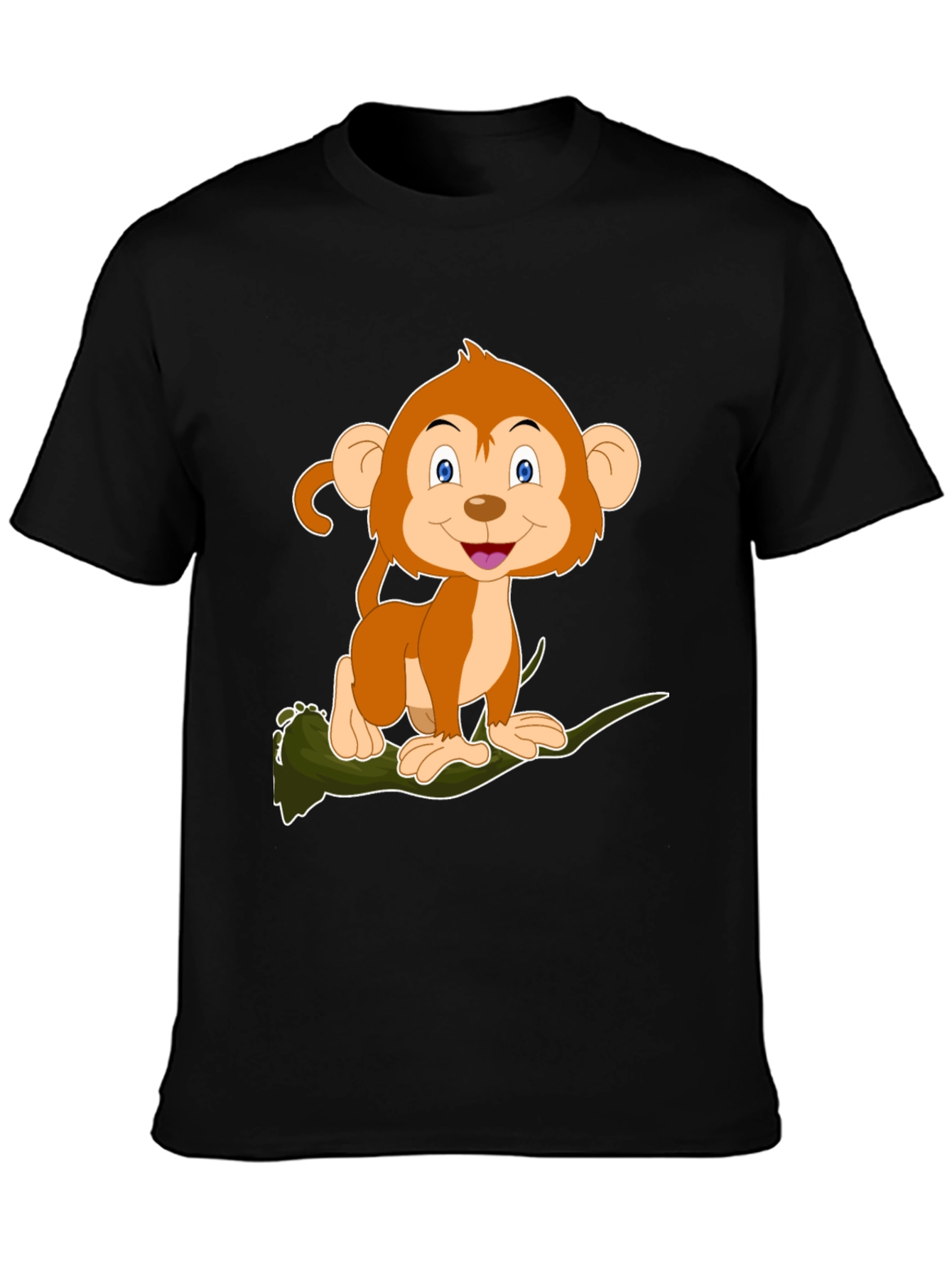 Monkey Cartoon Graphic Black T-Shirt