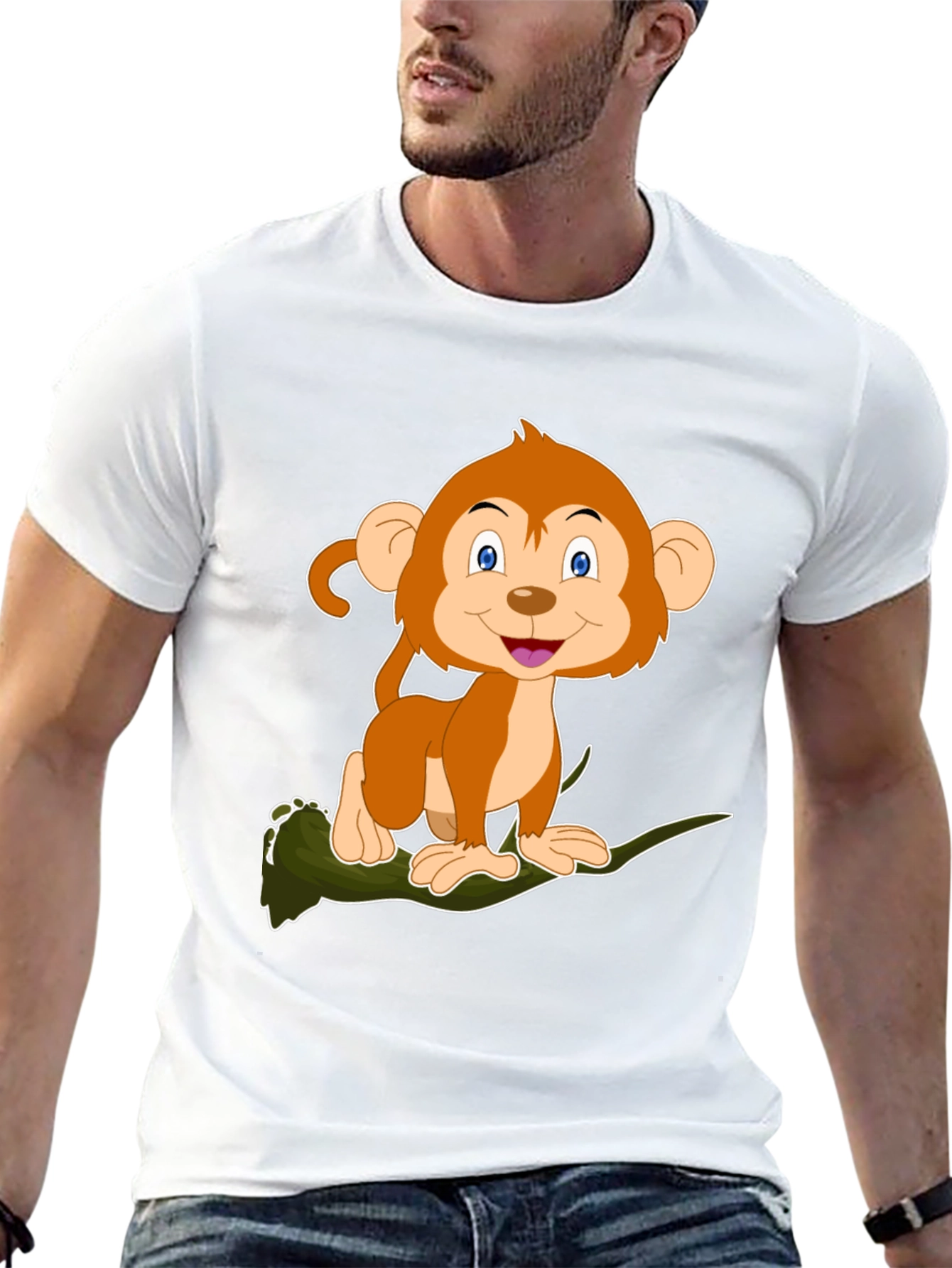Monkey Cartoon Graphic Black T-Shirt