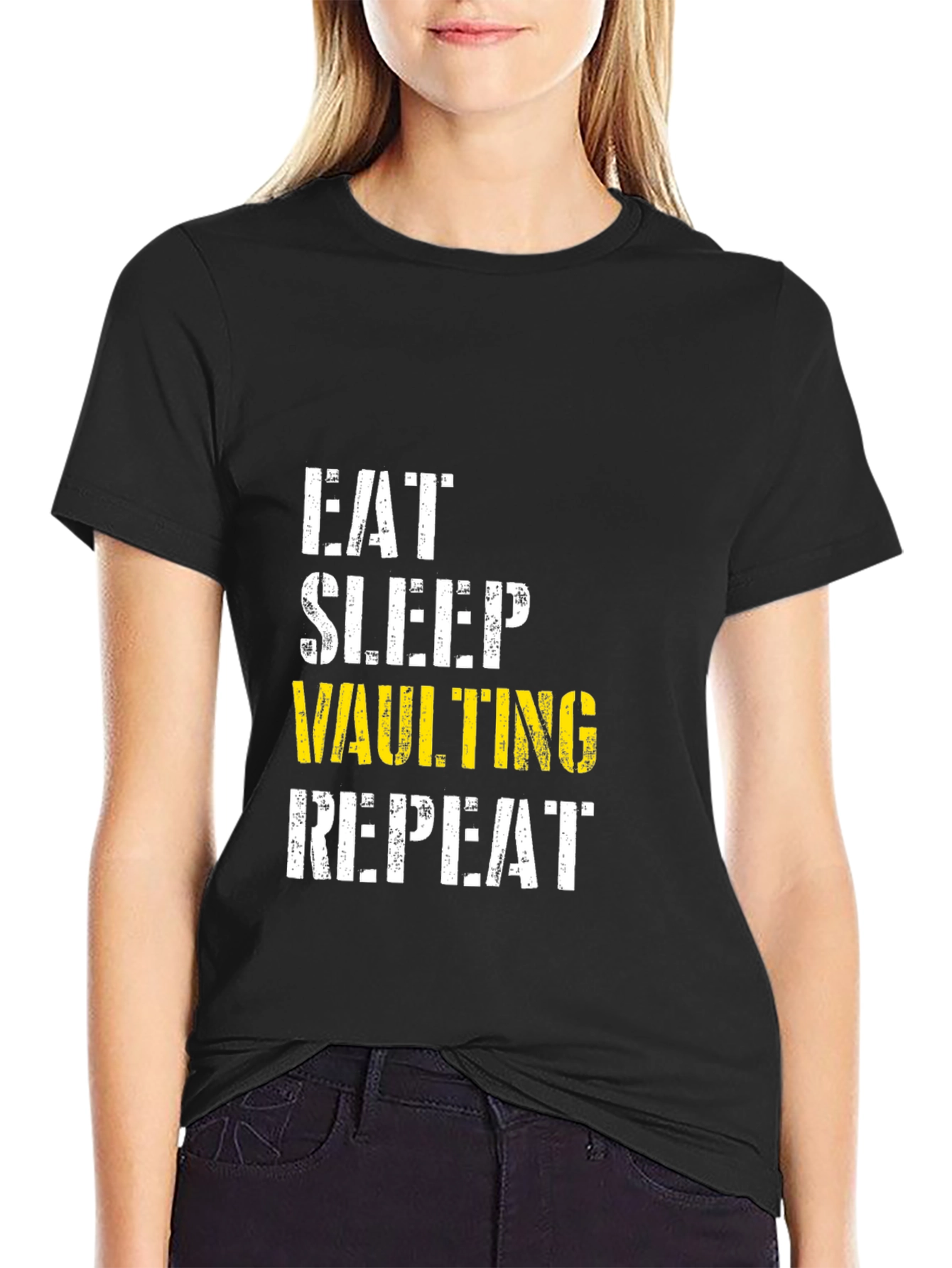 Eat Sleep Vaulting Repeat Black T-Shirt