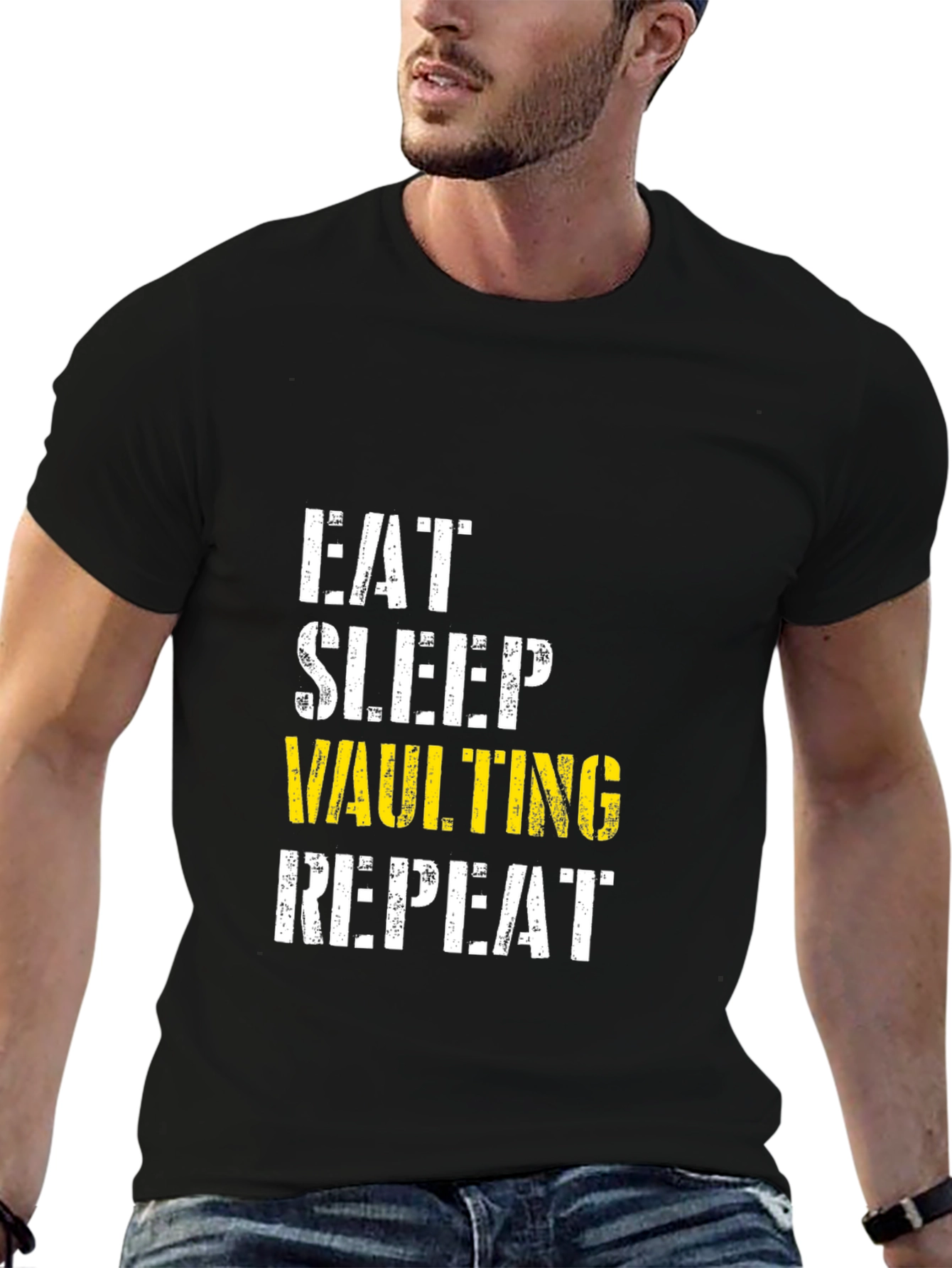 Eat Sleep Vaulting Repeat Black T-Shirt