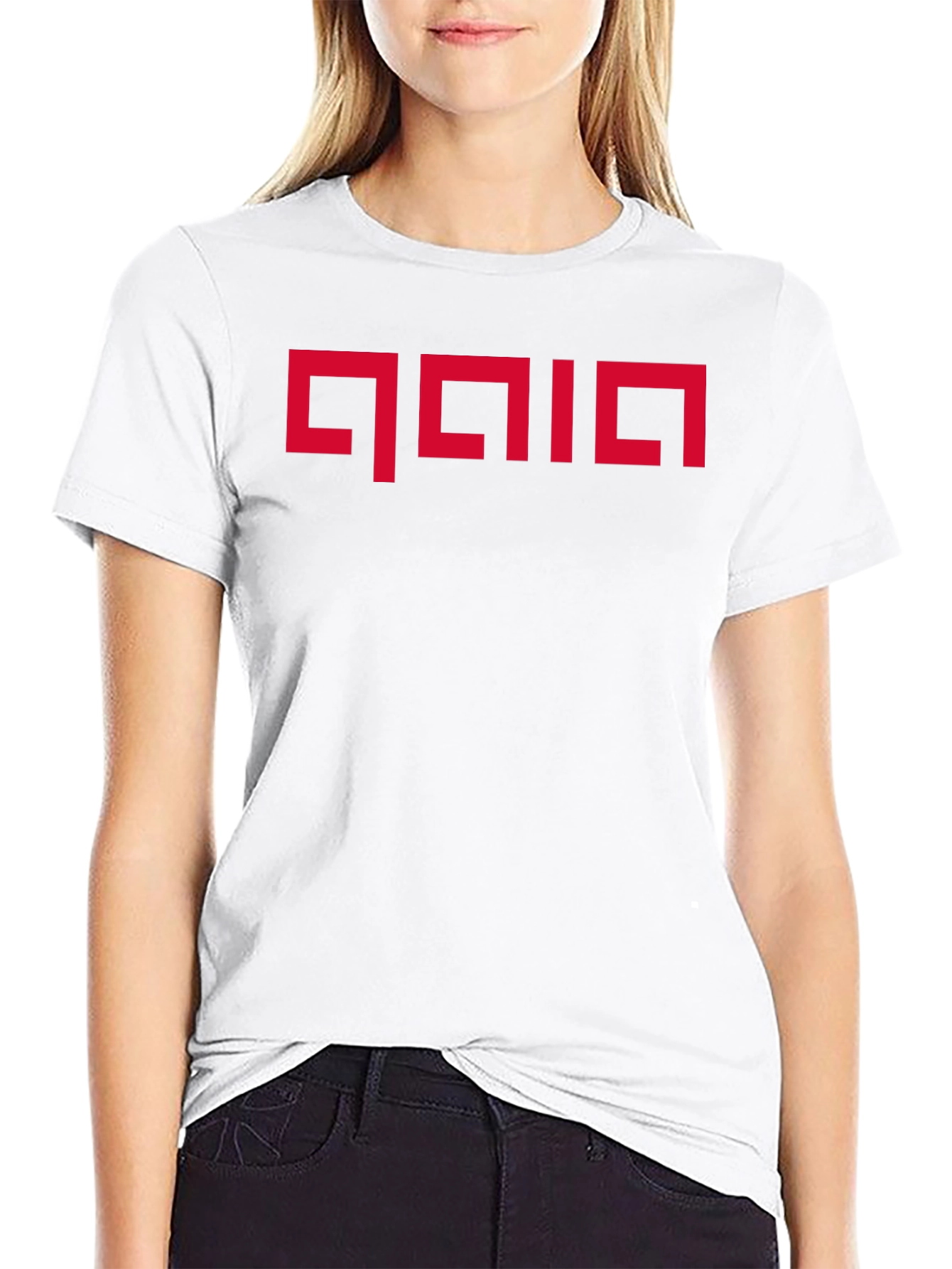 Geometric Red Graphic Print Black T-Shirt