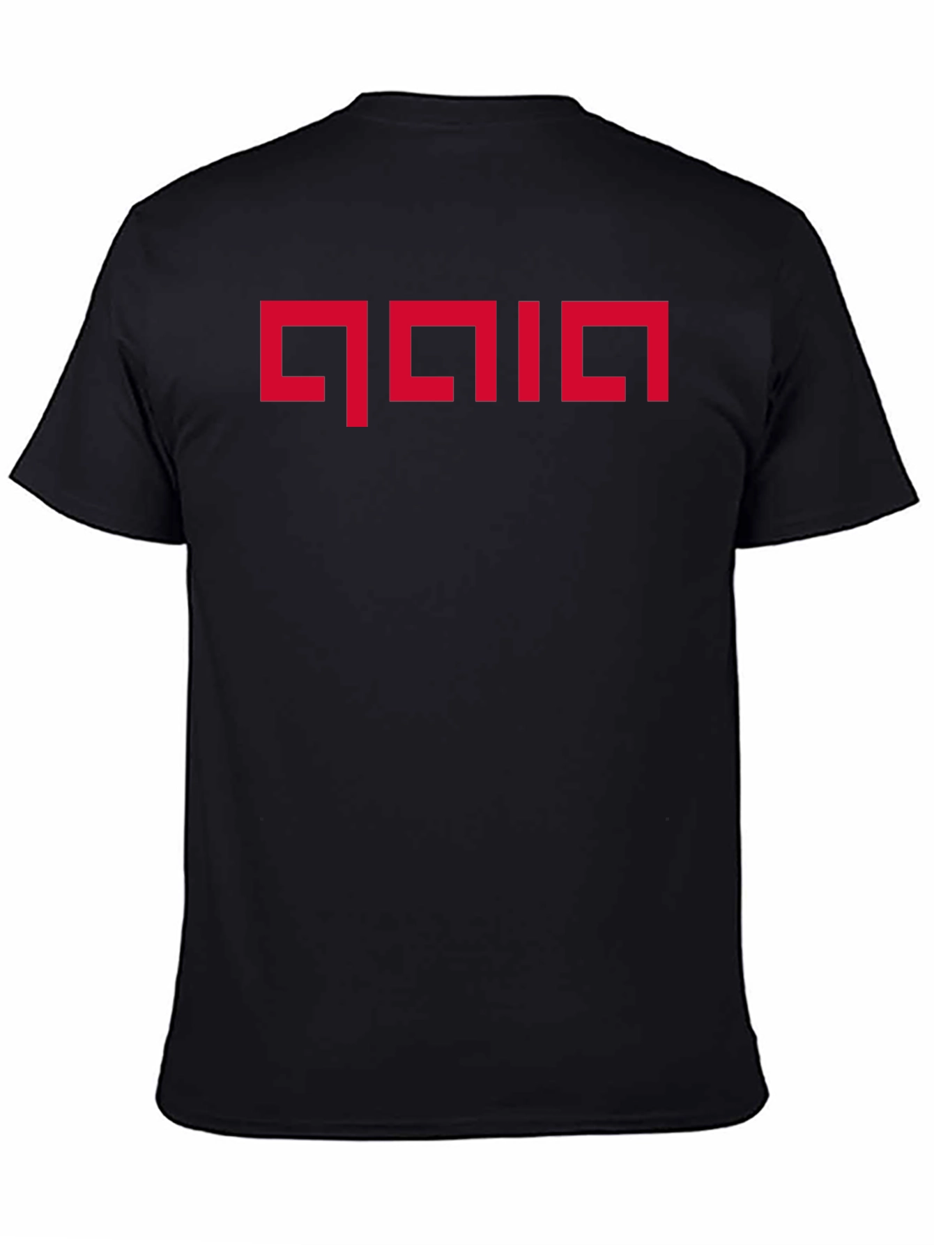 Geometric Red Graphic Print Black T-Shirt