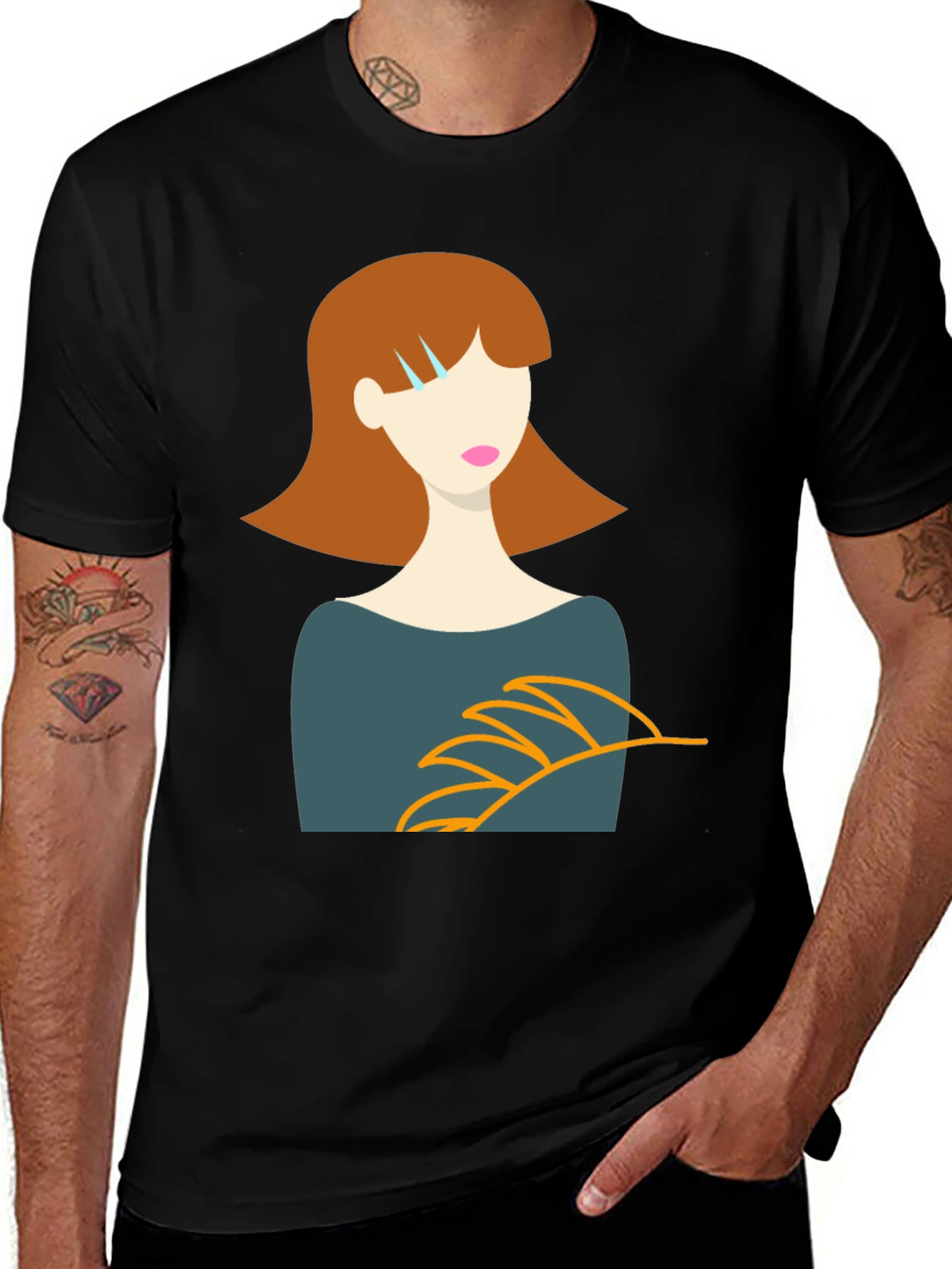 Stylish Graphic Tee - Woman Portrait Design